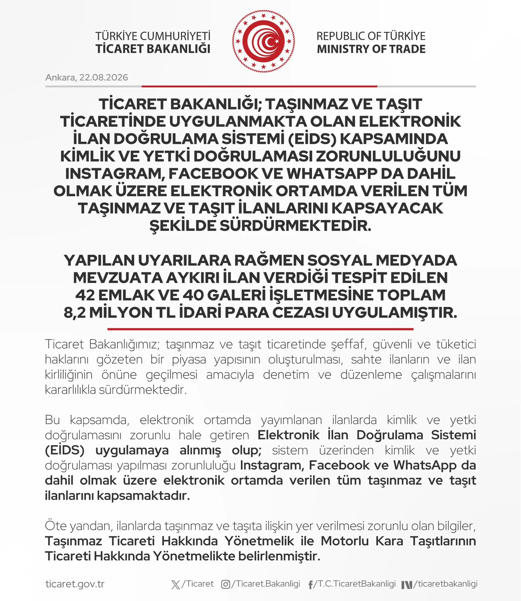 Ticaret Bakanlığı sosyal medya reklamlarını denetliyor