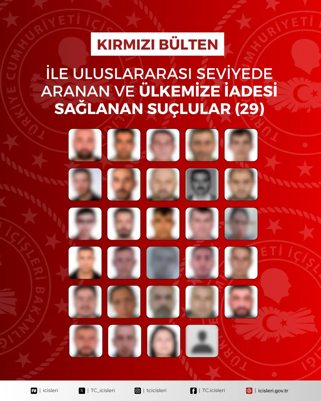 29 kırmızı bültenle aranan suçlu ülkeye getirildi