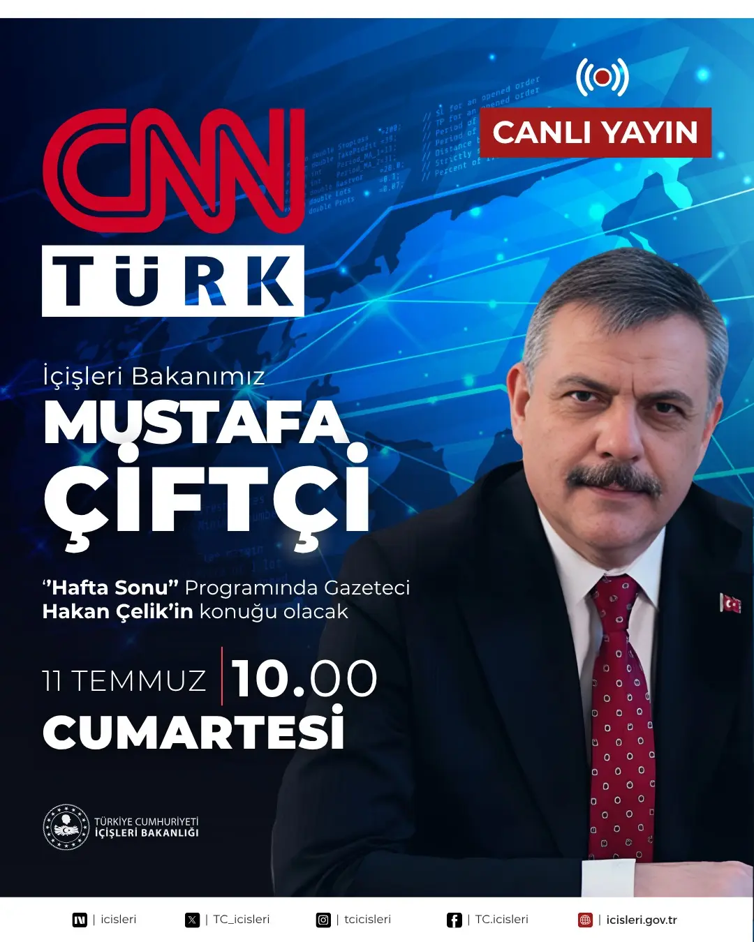 İçişleri Bakanı Cuma günü CNN TÜRK'te