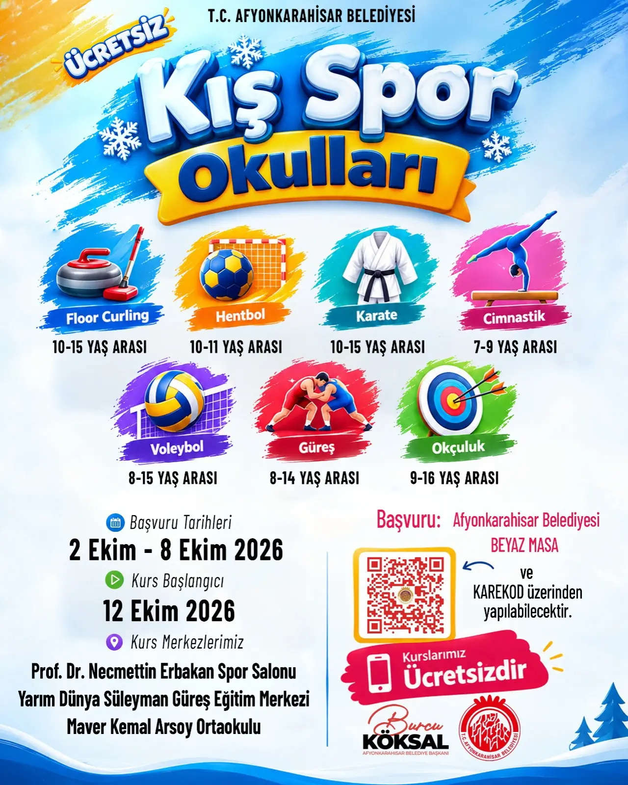 Kış Spor Kursları Başvuruları Başladı