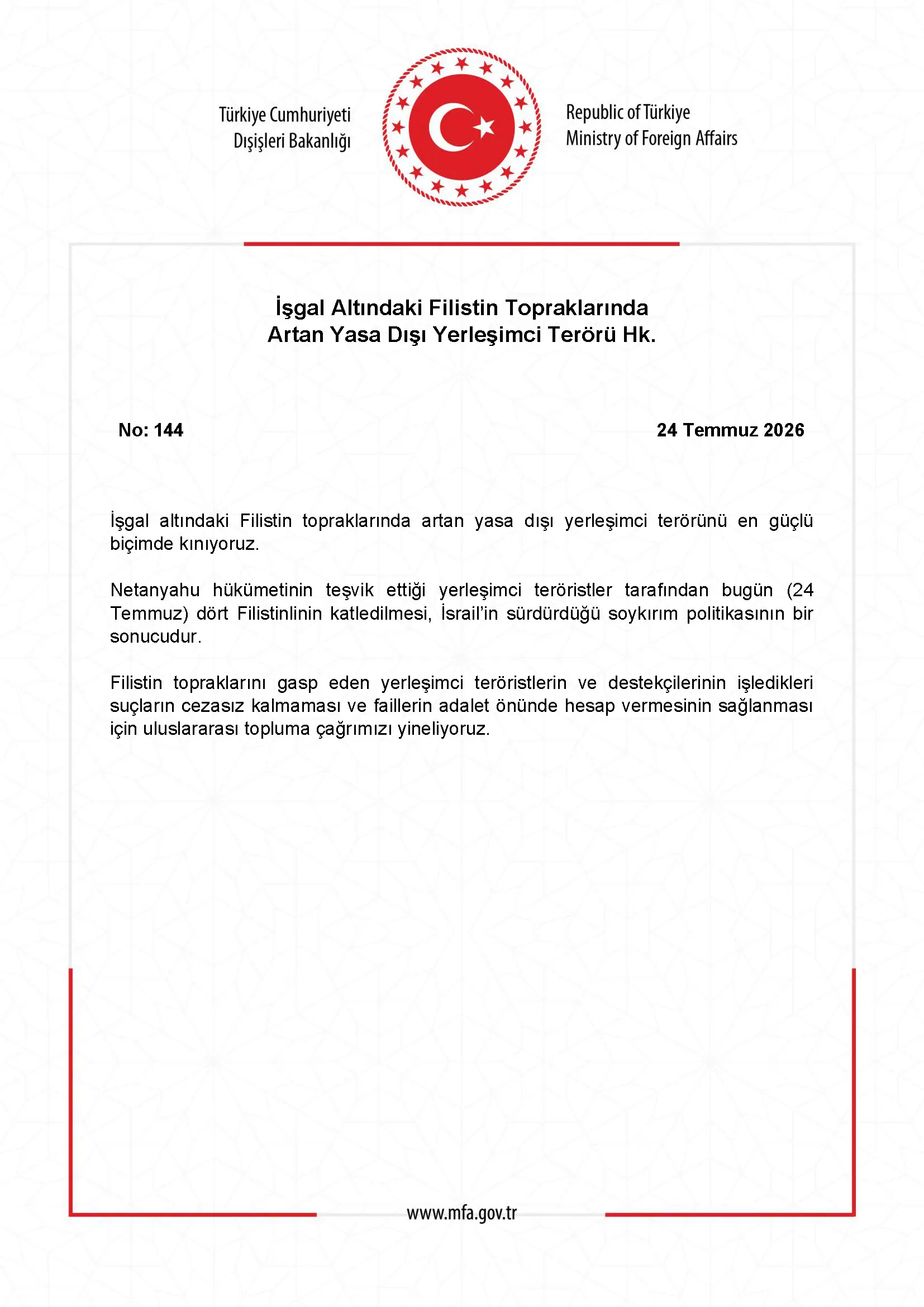 Filistin topraklarında artan yasa dışı yerleşimci terörü
