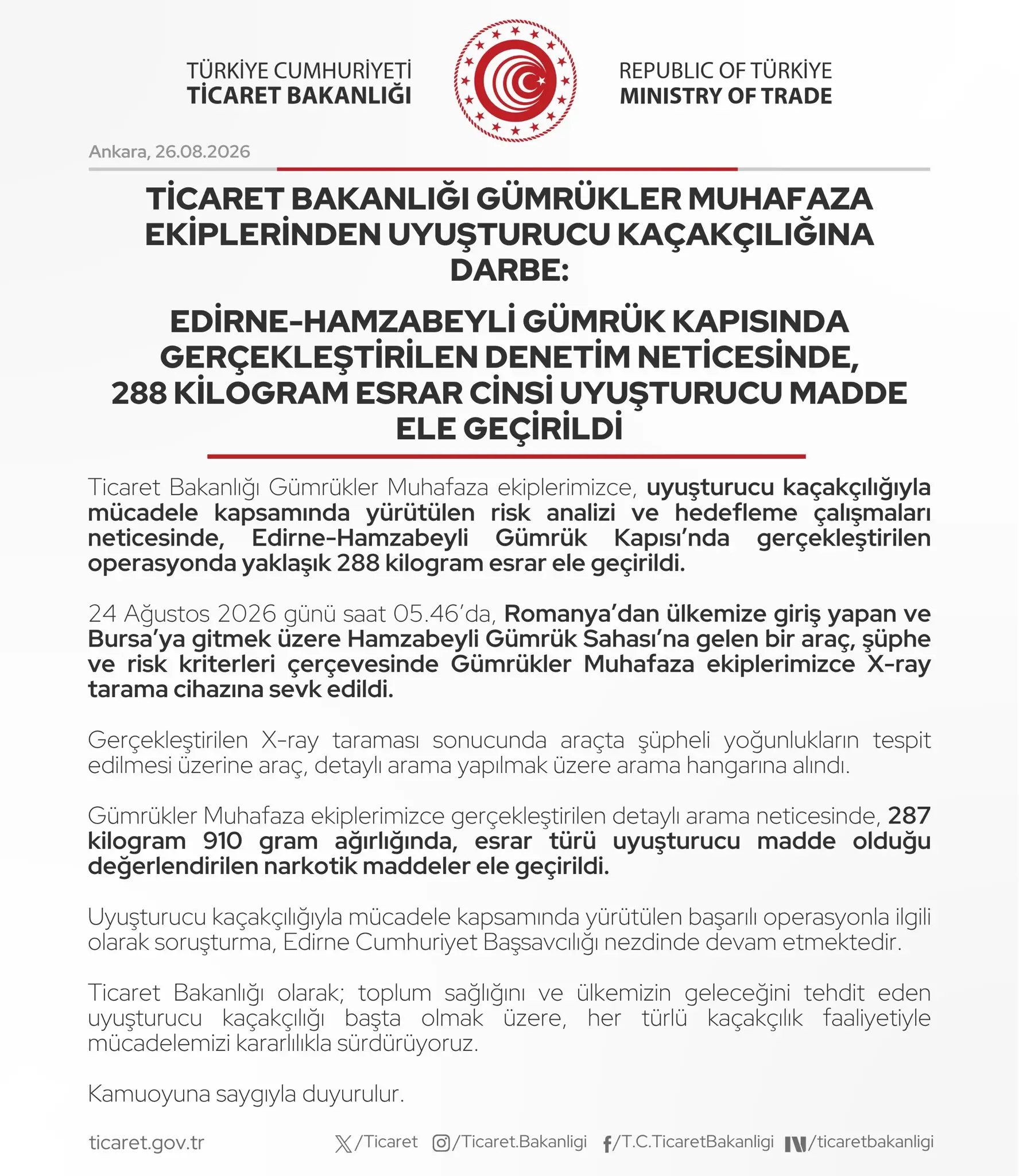 Edirne'de Uyuşturucu Kaçakçılığına Darbe