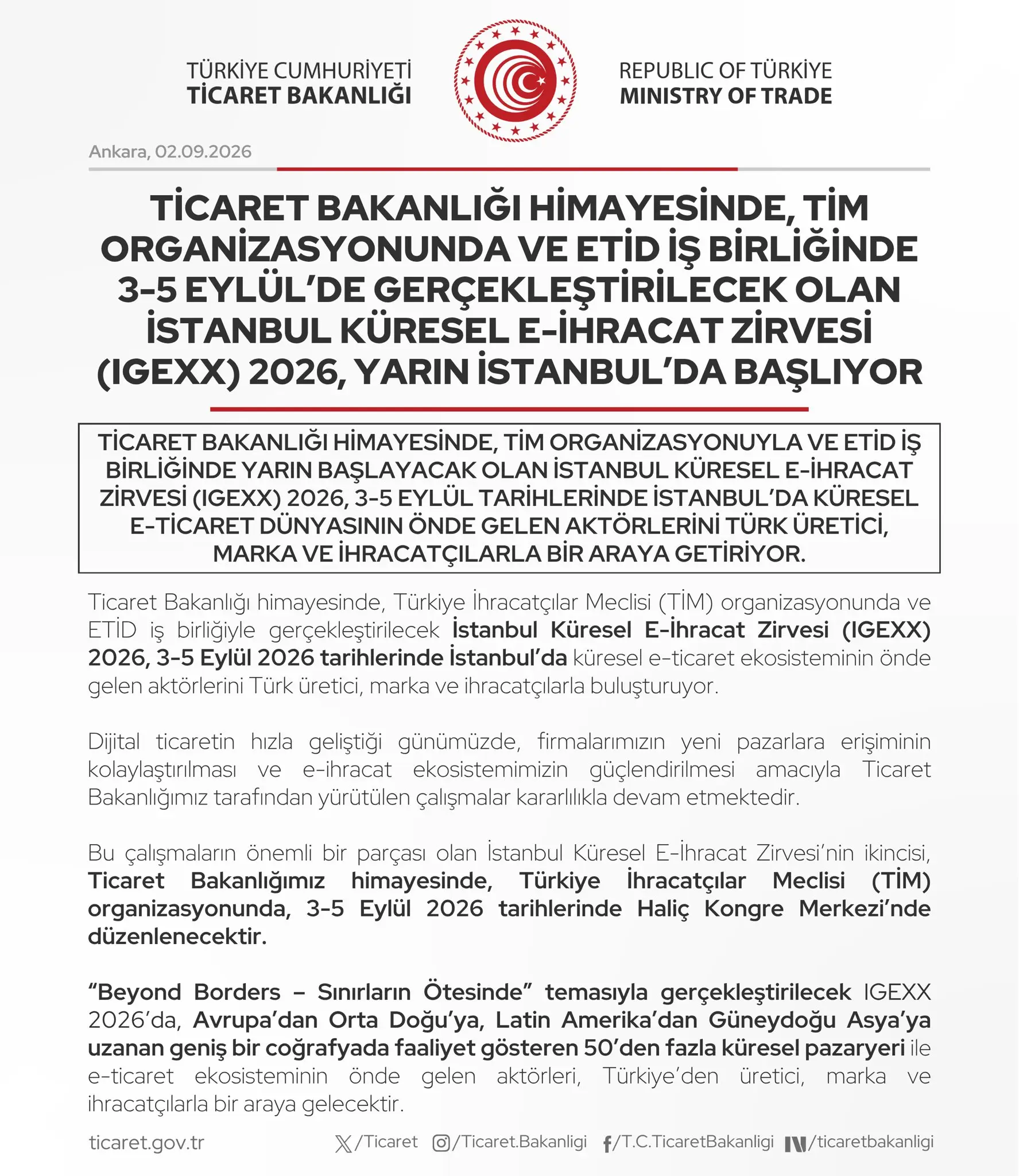 İstanbul'da Global E-İhracat Zirvesi Başlıyor