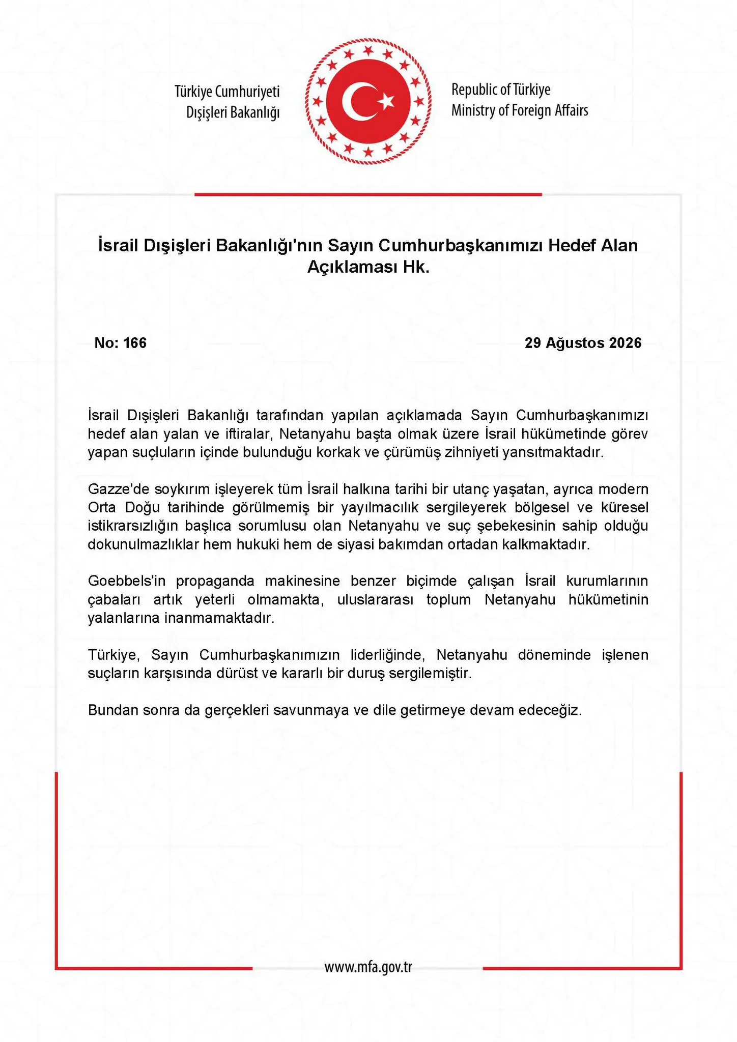 İsrail Dışişleri Bakanlığı'ndan Türkiye'ye yönelik açıklama