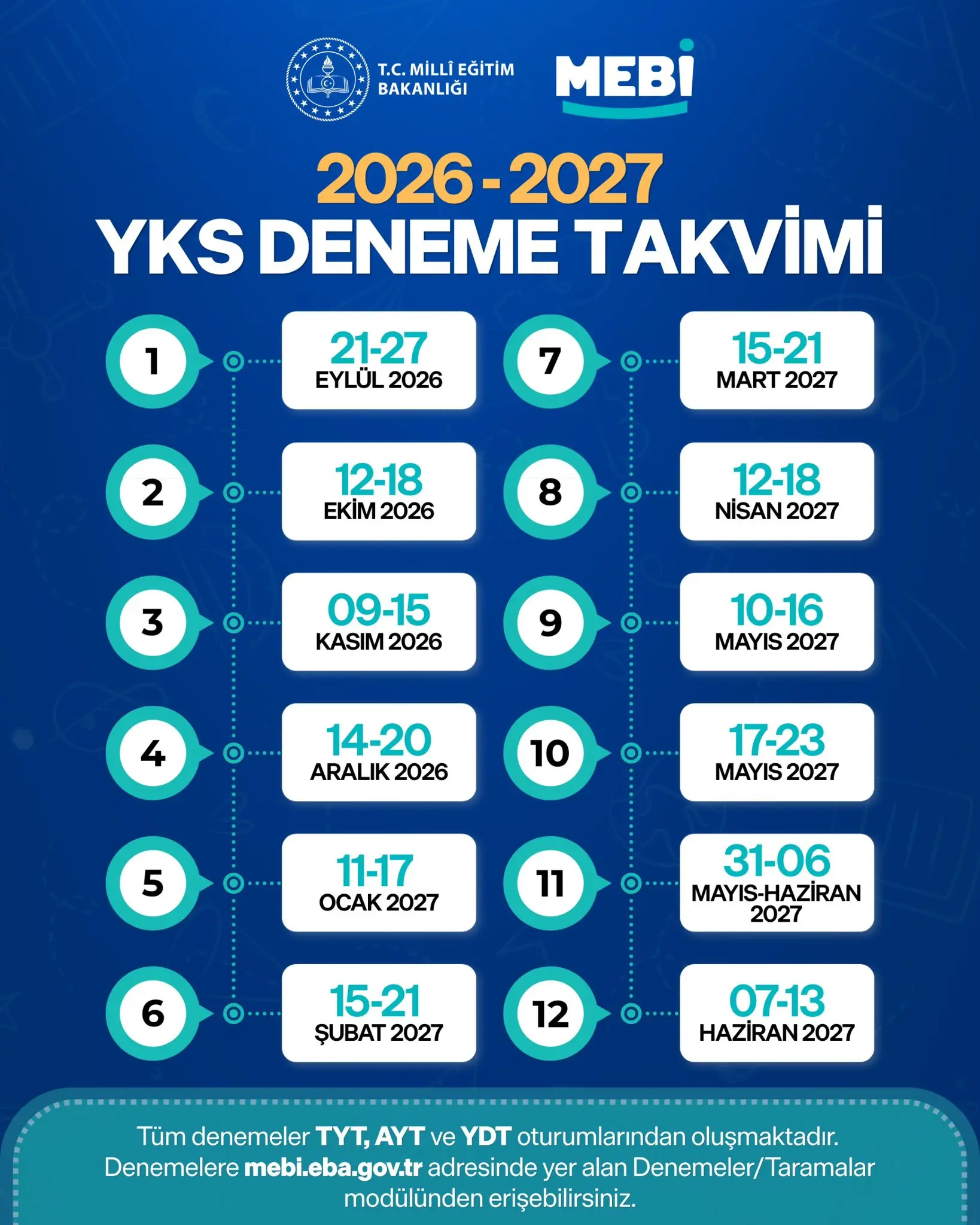MEBİ 2026-2027 YKS ve LGS Deneme Takvimini Açıkladı