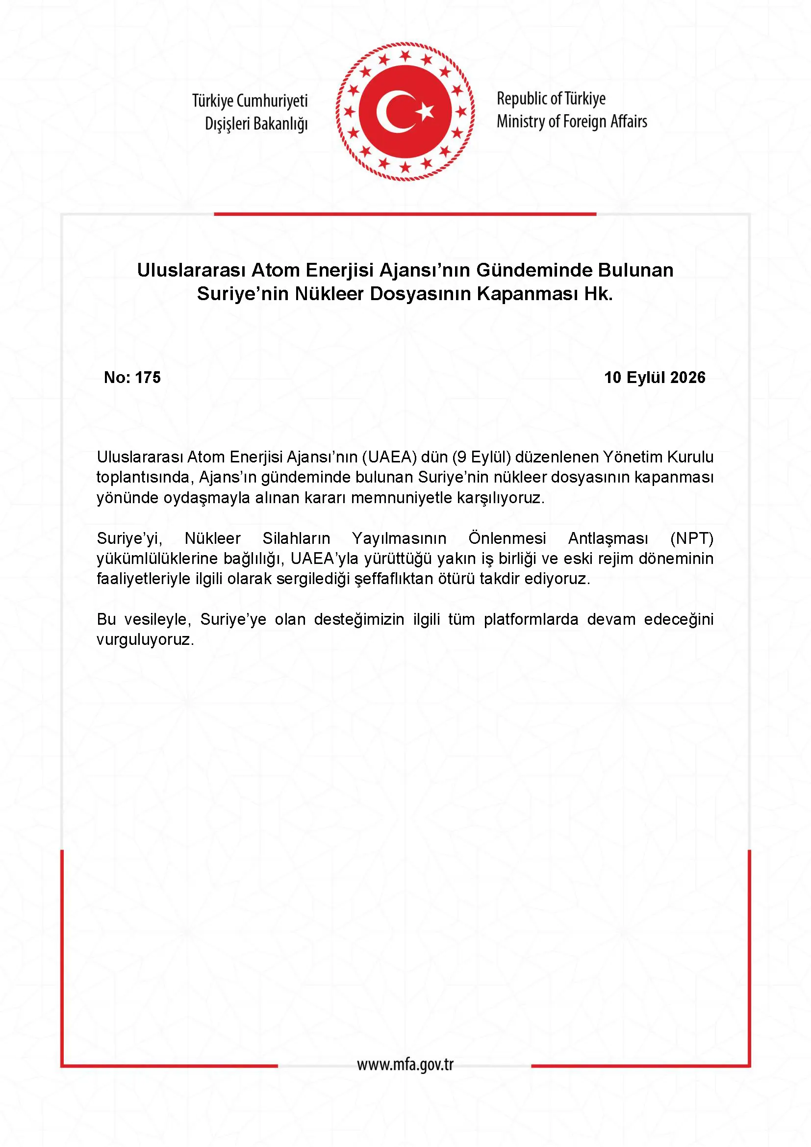 Suriye'nin Nükleer Dosyası IAEA Gündeminde