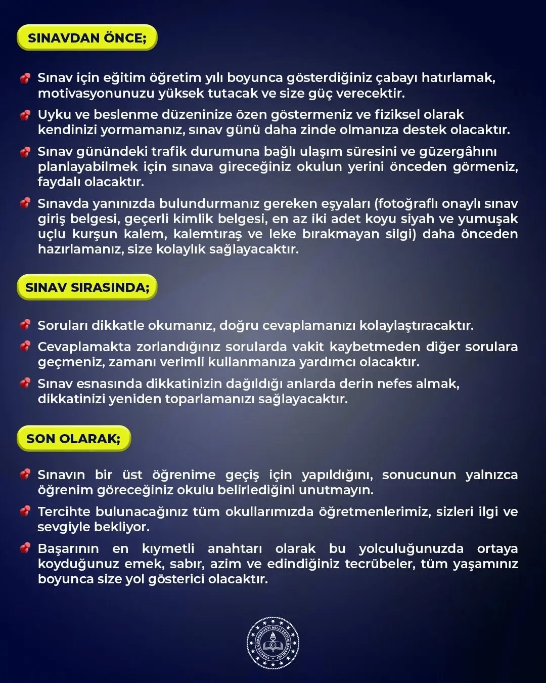 Öğrencilere ilham veren mesaj yayımlandı