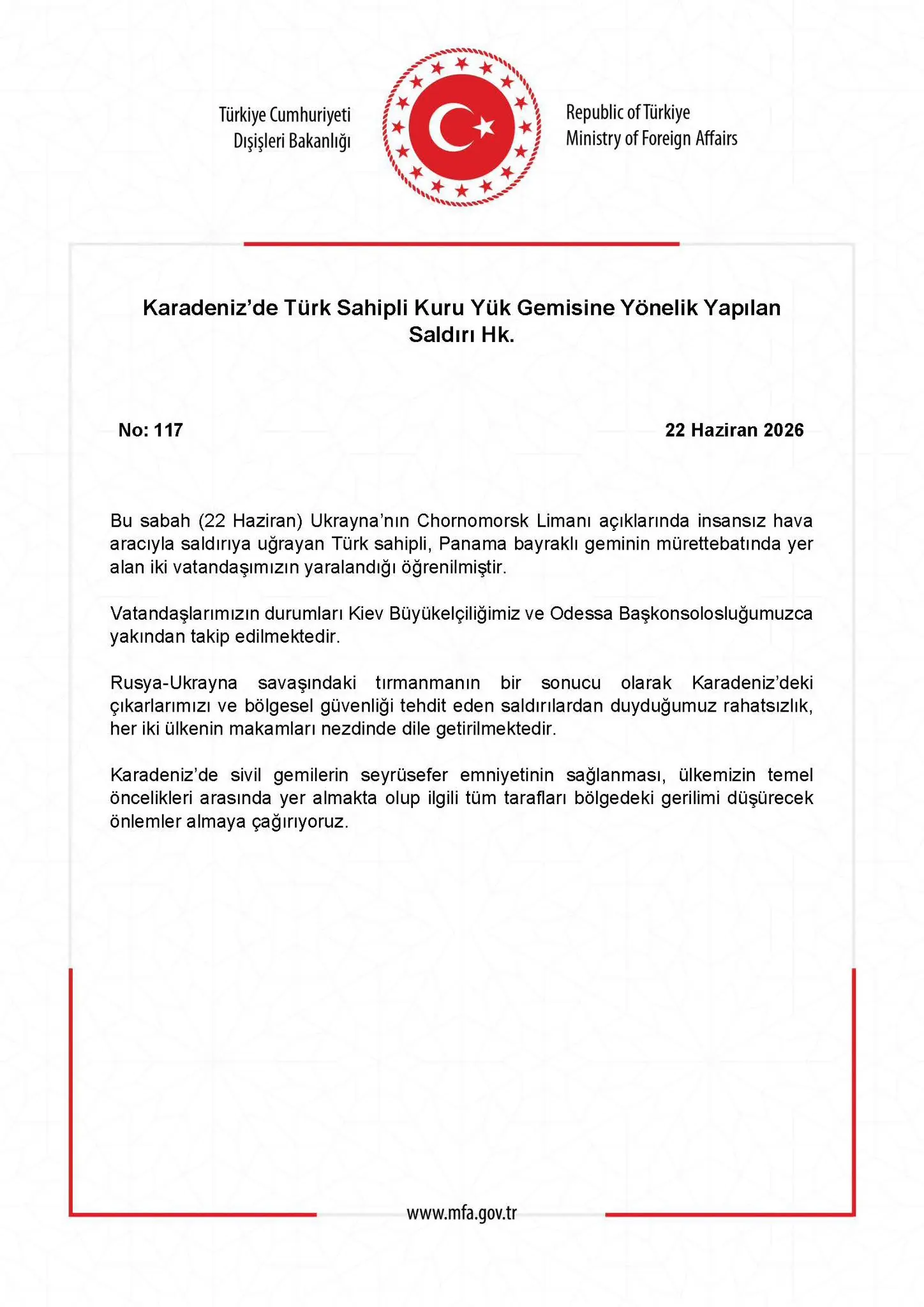 Karadeniz'de Türk gemisine saldırı gerçekleşti