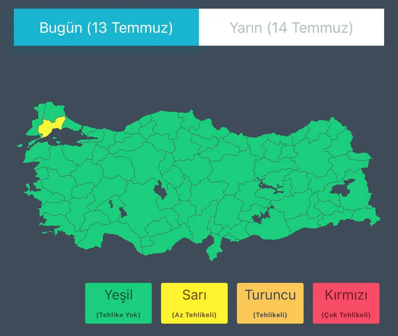 Tekirdağ ve çevresinde ağır yağış uyarısı