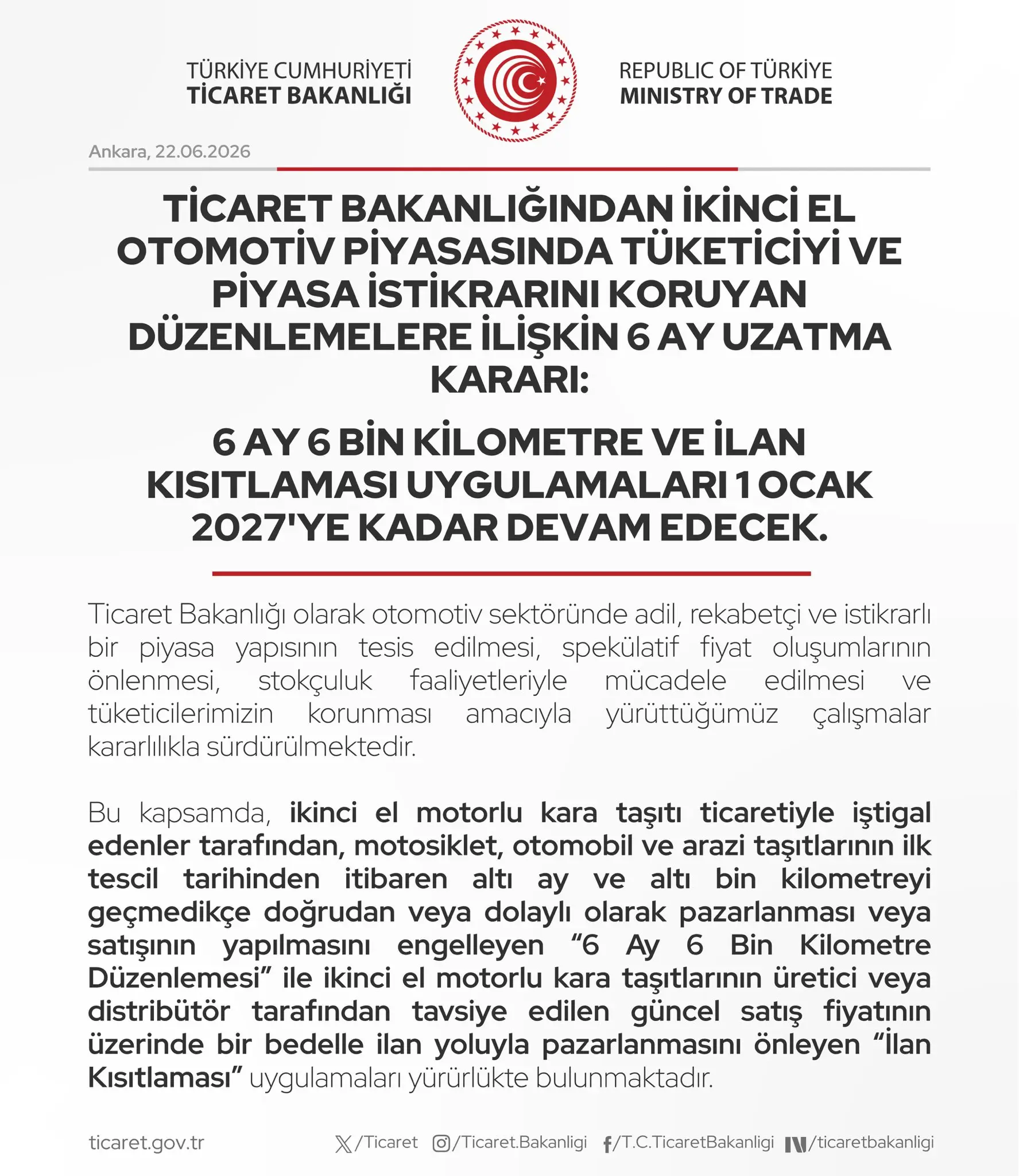 İkinci el otomobil düzenlemeleri 6 ay uzatıldı