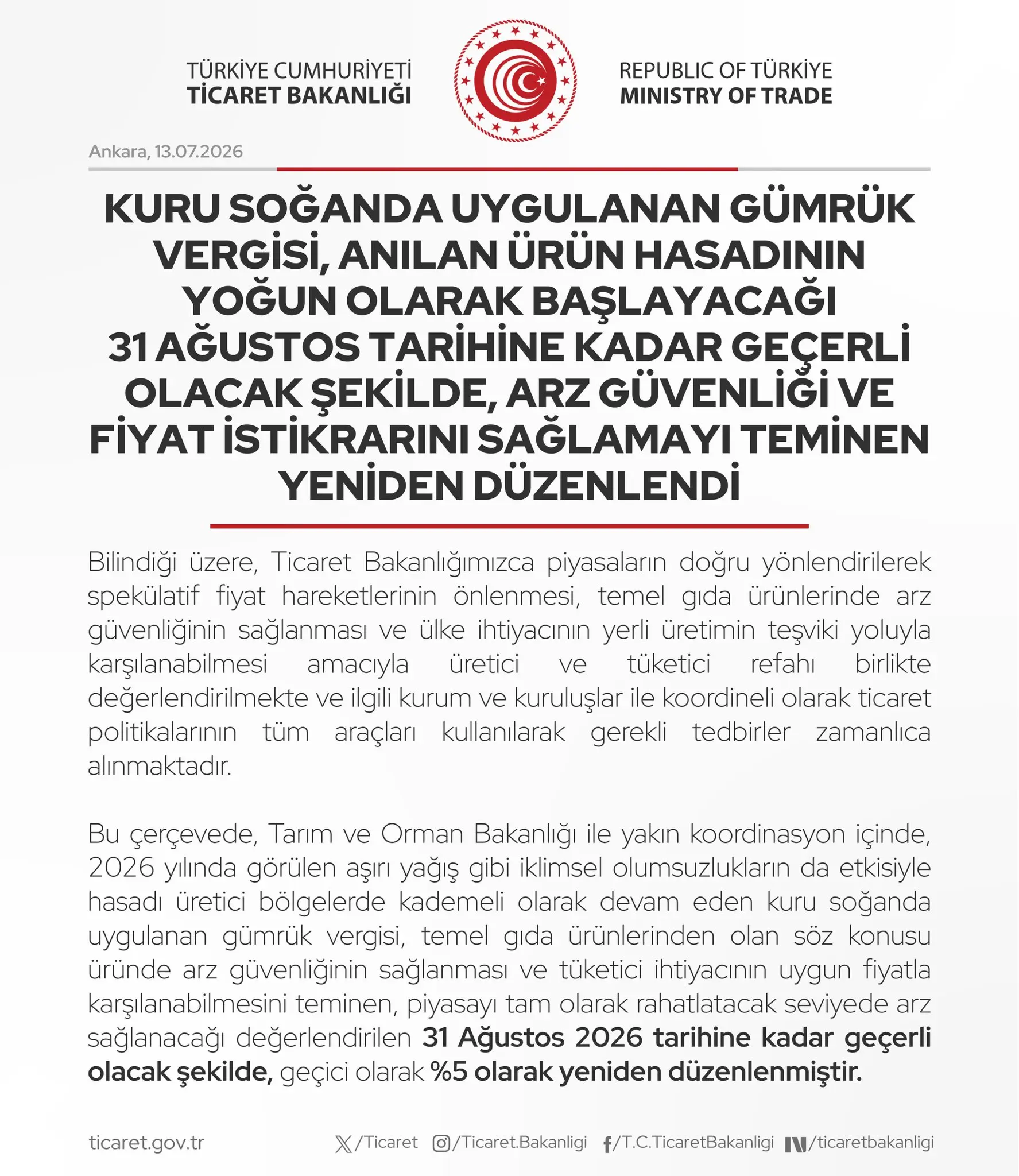 İthal sarımsak gümrük vergisi yeniden düzenlendi