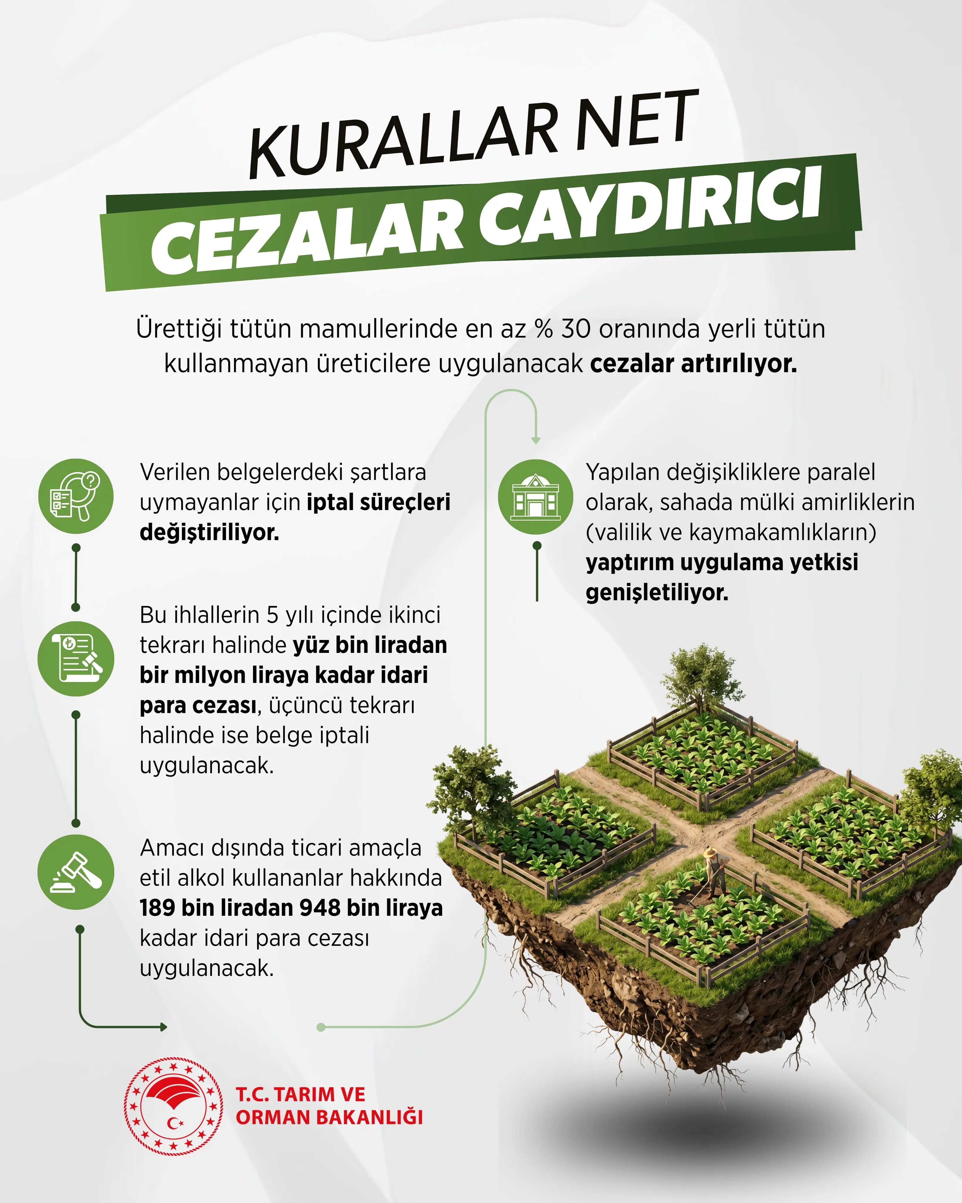 Yerel tütün kullanımı ve etil alkol cezaları artırıldı