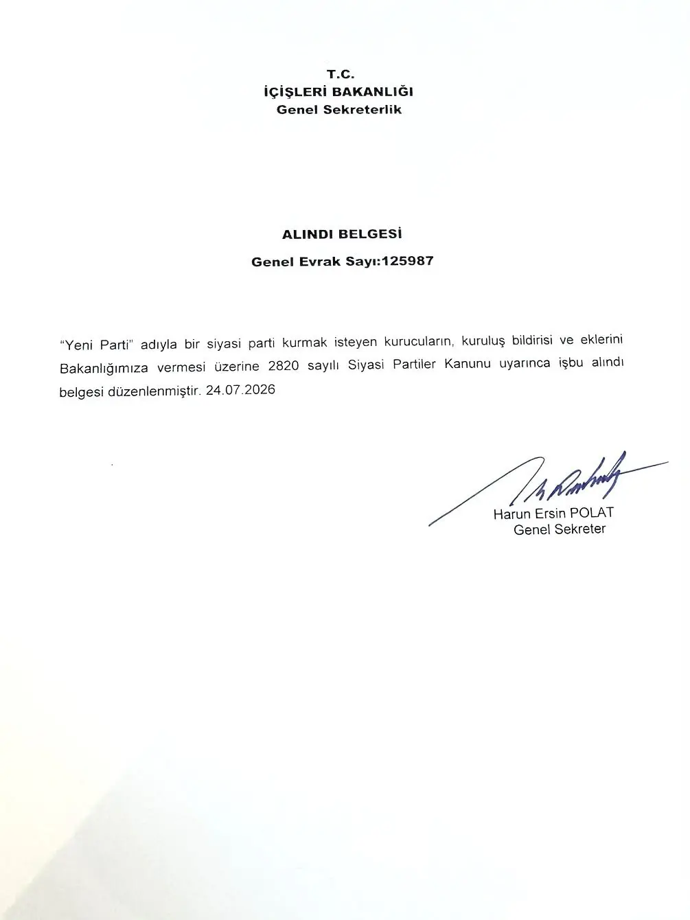Türkiye'de Yeni Partilerin Kuruluşu Duyuruldu