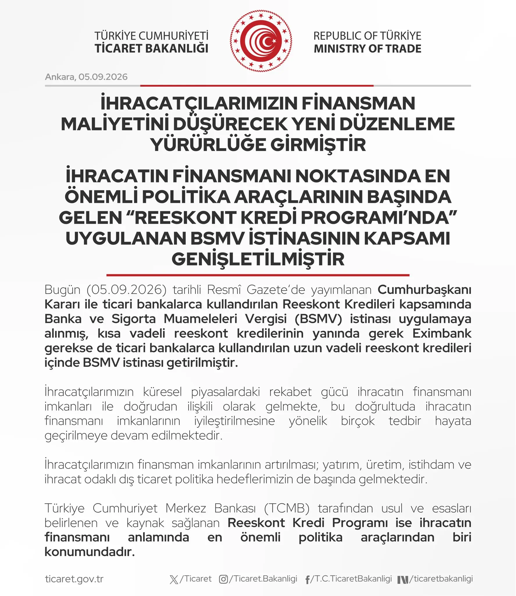 Yeni düzenleme, ihracatçıların finansman maliyetlerini düşürüyor