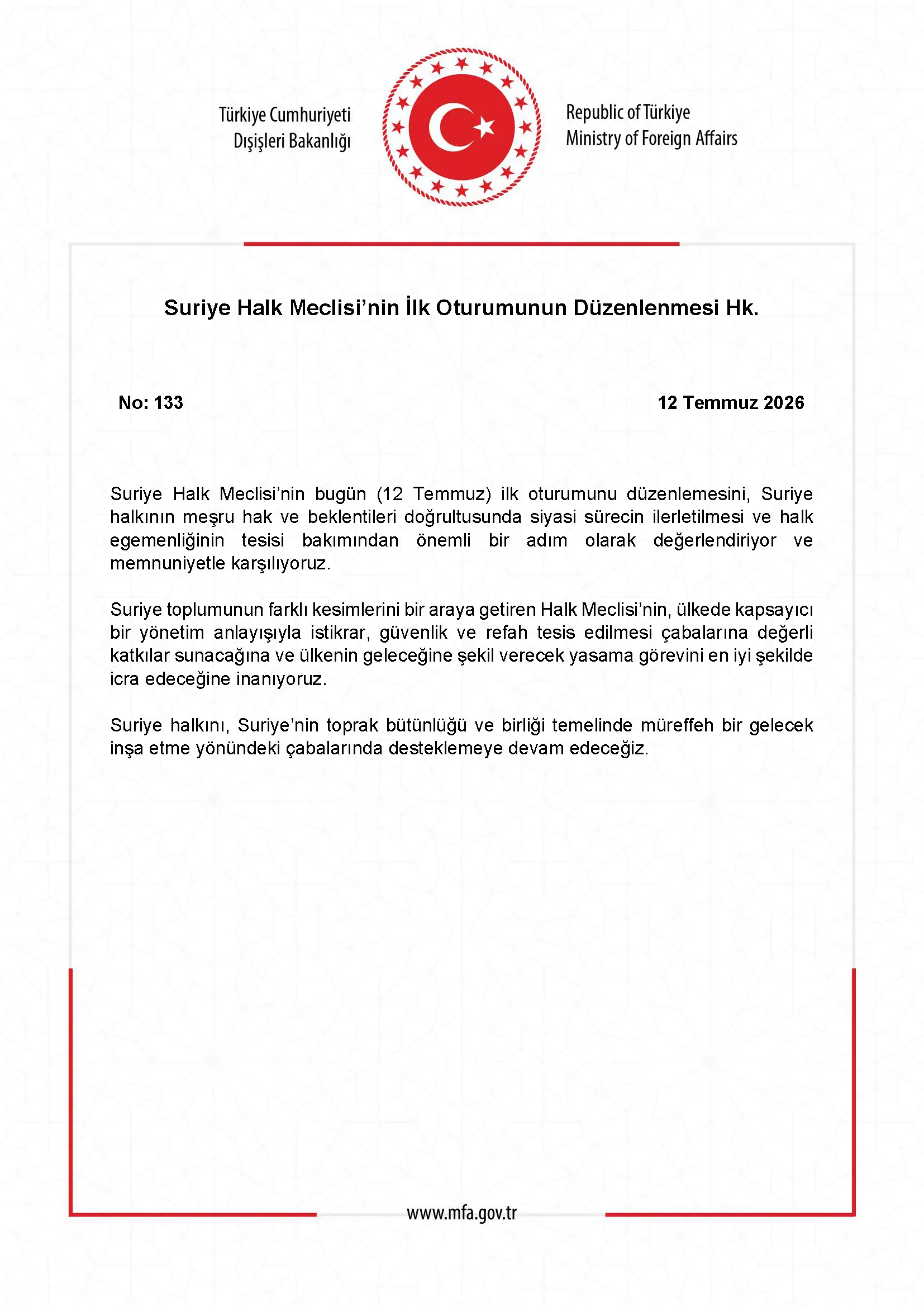 Suriye Halk Meclisi'nin İlk Oturumu Düzenlendi