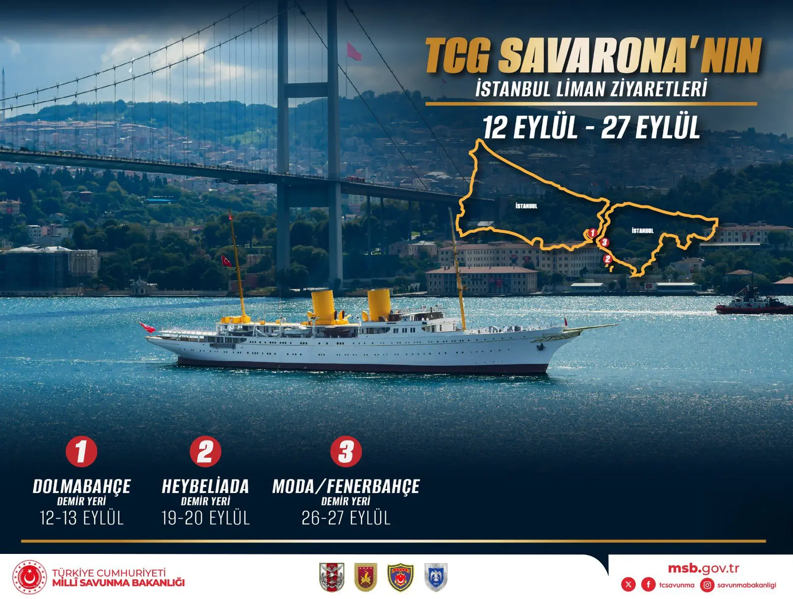 TCG Savarona'nın İstanbul'daki Liman Ziyaretleri