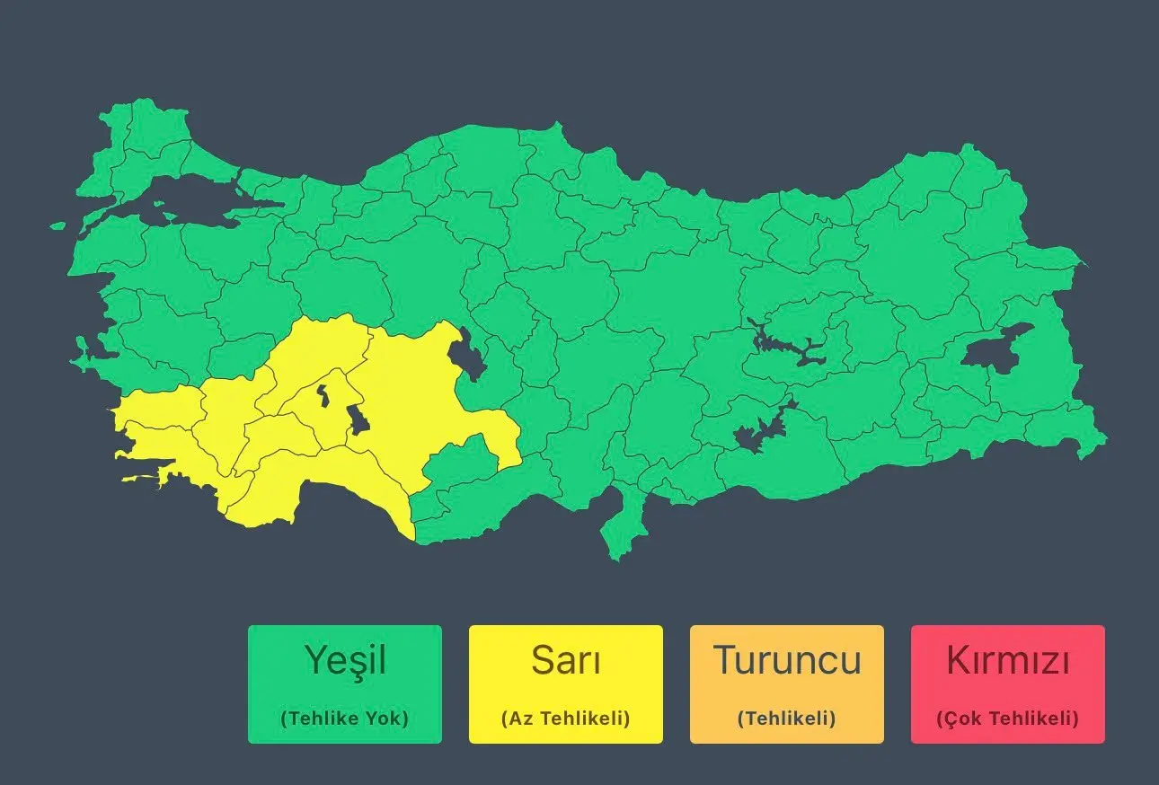 Denizli ve çevresinde şiddetli yağış bekleniyor