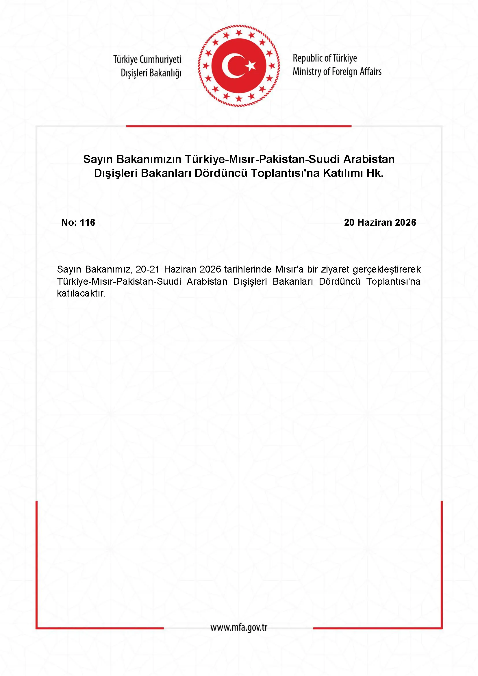 Dördüncü Dışişleri Bakanları Toplantısı Gerçekleşti