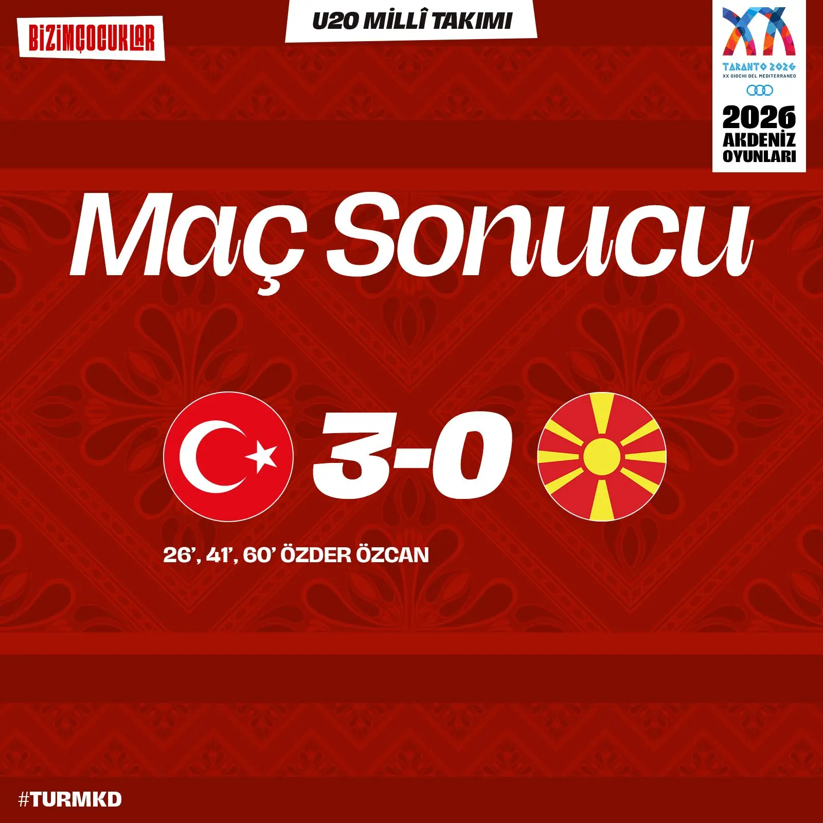 U20 Milli Takım, Kuzey Makedonya'yı 3-0 yendi