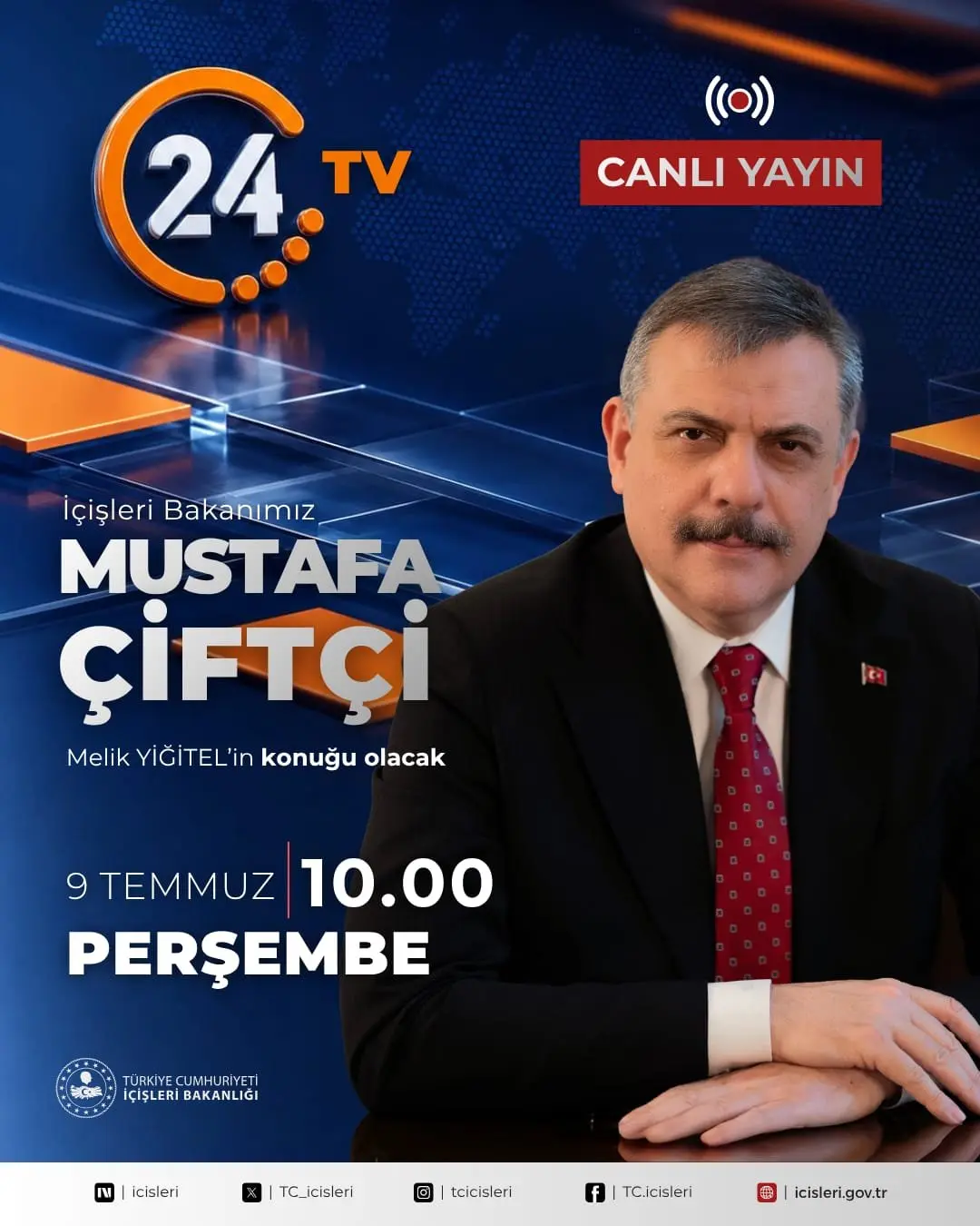 İçişleri Bakanı Cahit Çiftçi, 24 TV'de canlı yayında