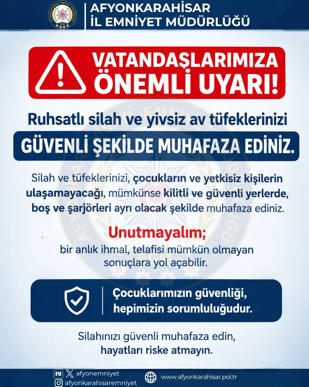 Afyonkarahisar Emniyetinden Silah Uyarısı