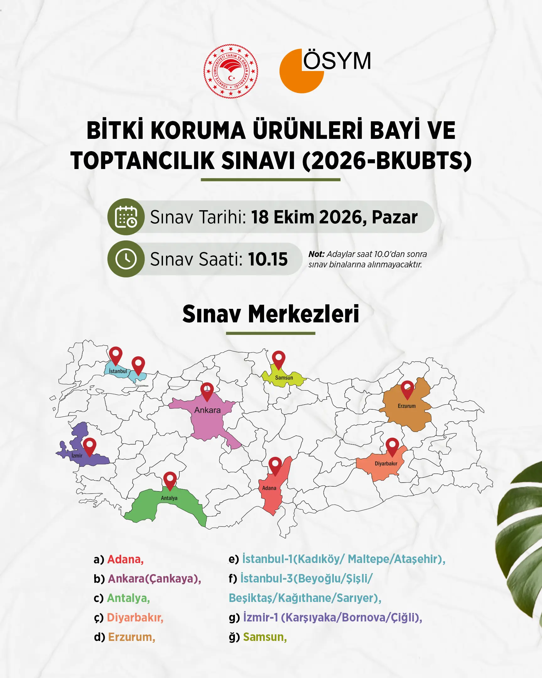 Bitki Koruma Ürünleri Sınavı 2026'da Yapılacak