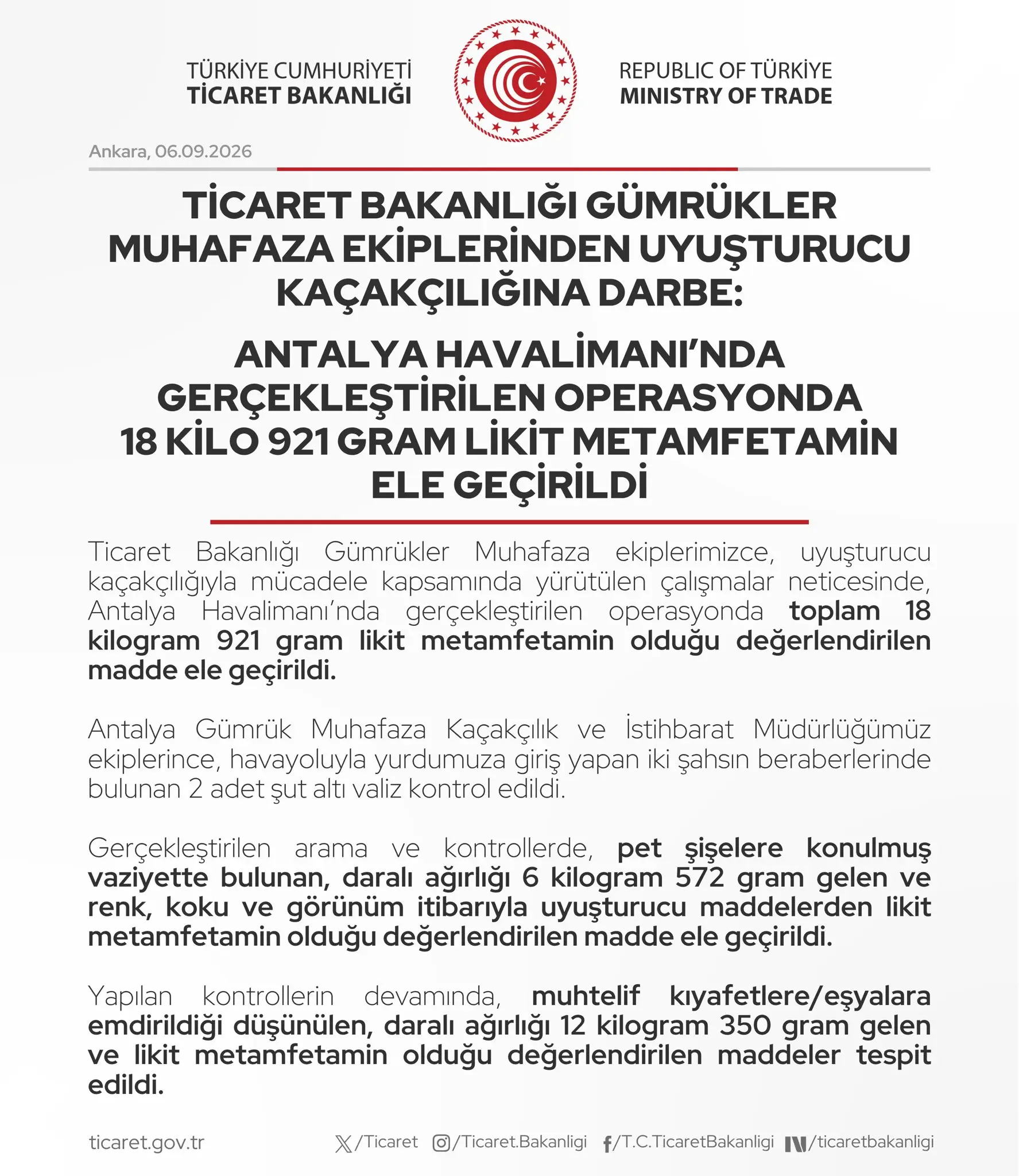 Antalya Havalimanı'nda 19 kilo uyuşturucu ele geçirildi