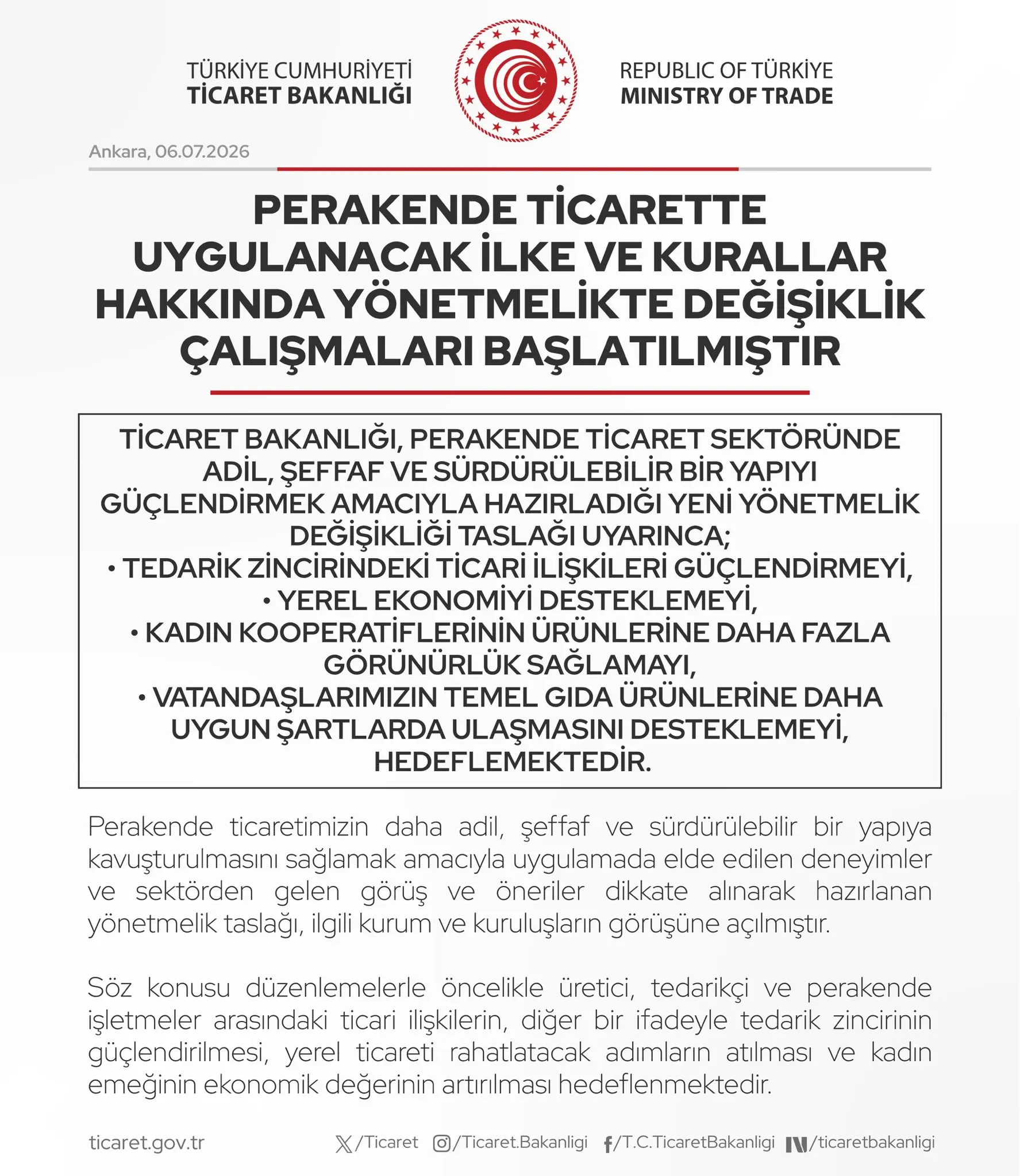 Perakende ticaret düzenlemesi için çalışmalar başlatıldı