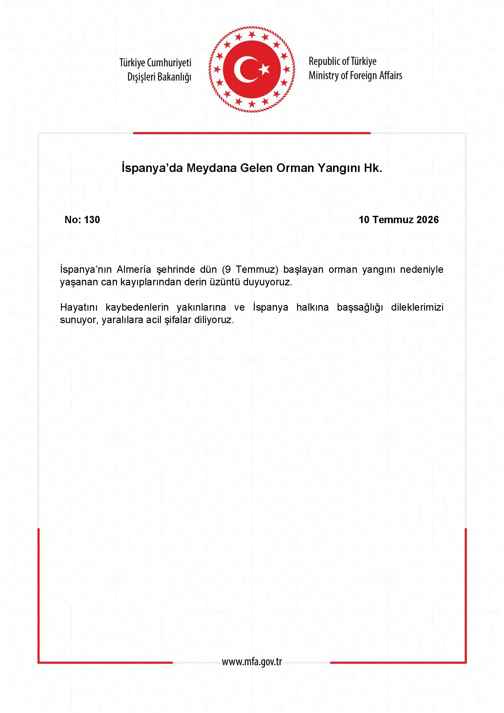 İspanya'daki Orman Yangını Hakkında Bilgilendirme