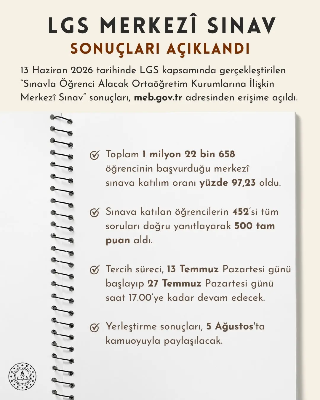 2026 LGS sonuçları için başarı dileği