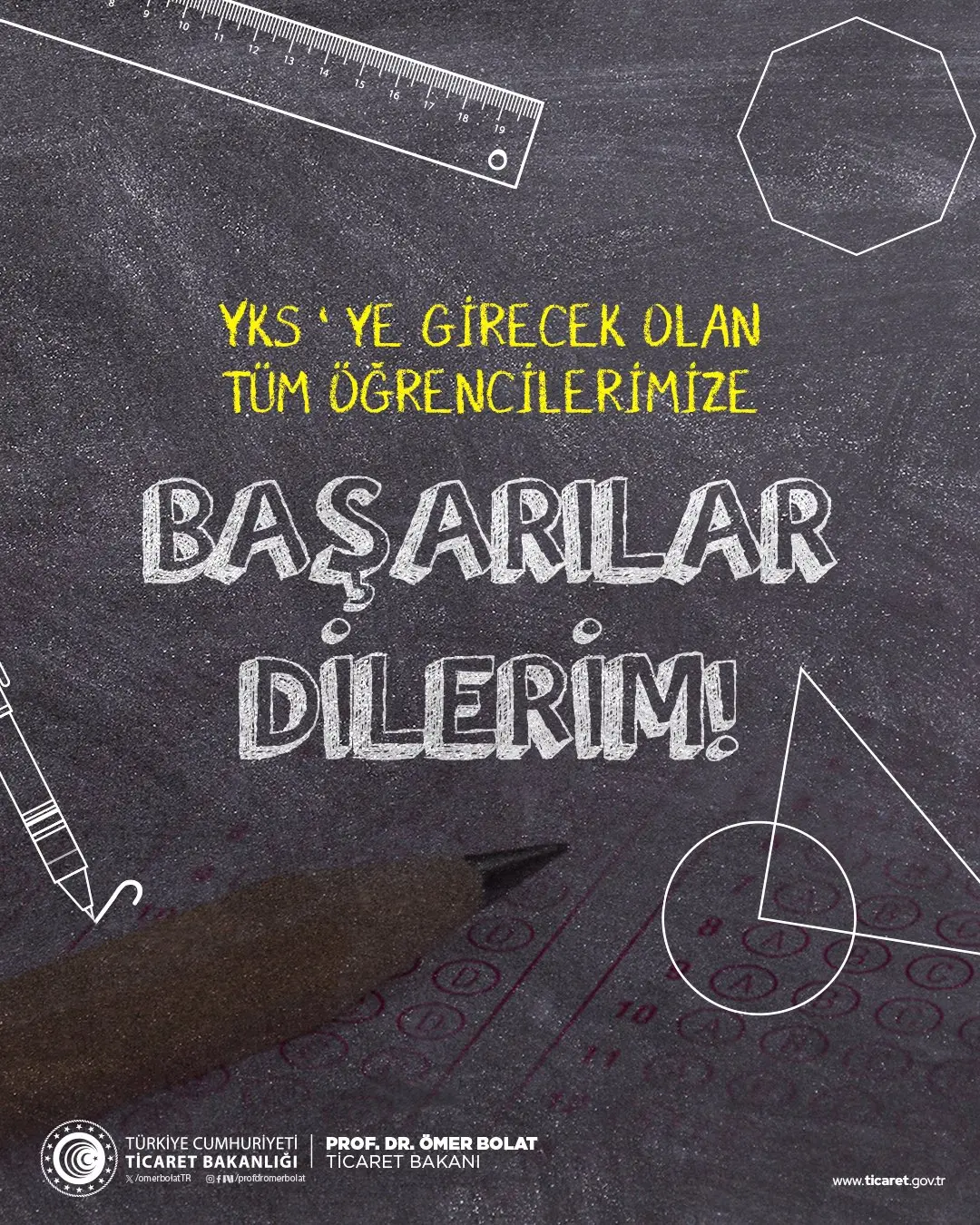 YKS'ye girecek öğrencilere başarı mesajı
