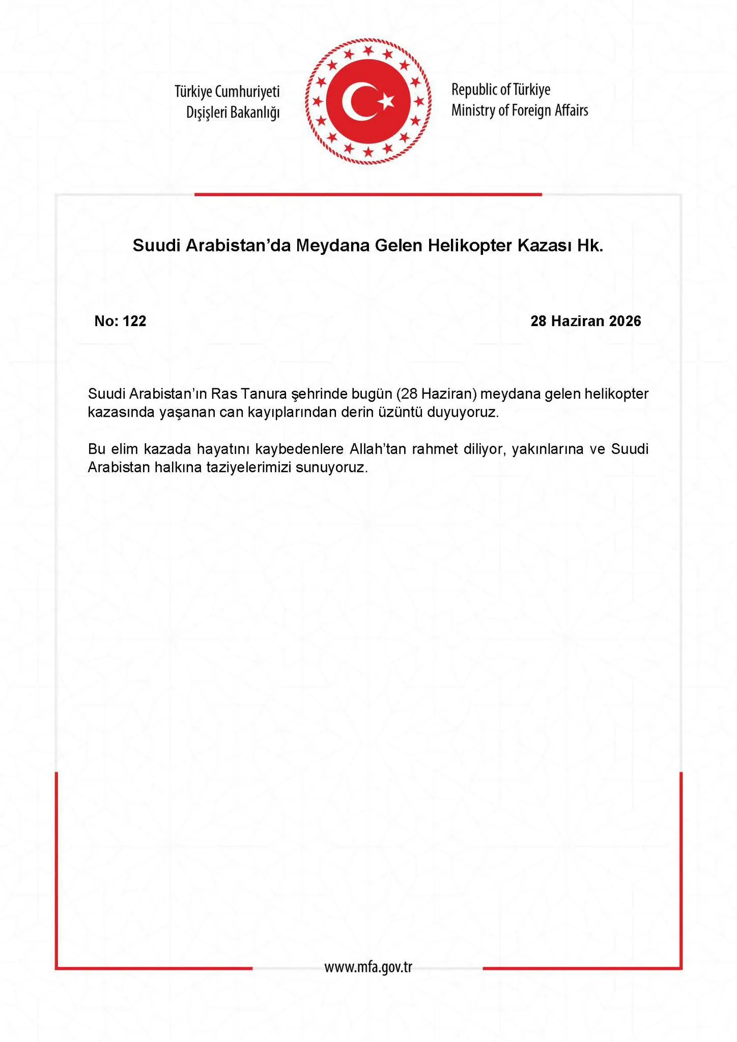 Suudi Arabistan'da helikopter kazası meydana geldi