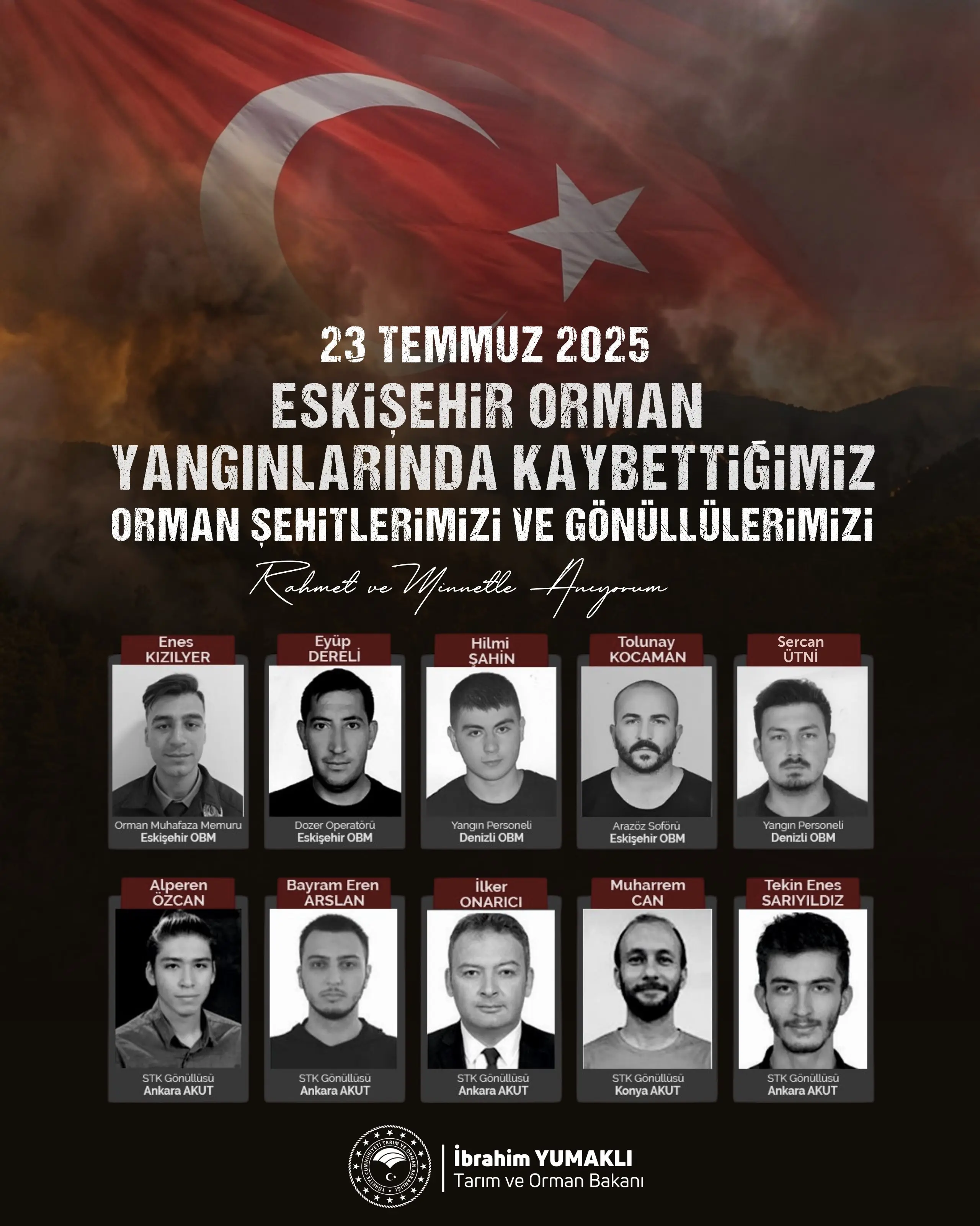 Eskişehir orman yangınında hayatını kaybedenler anıldı