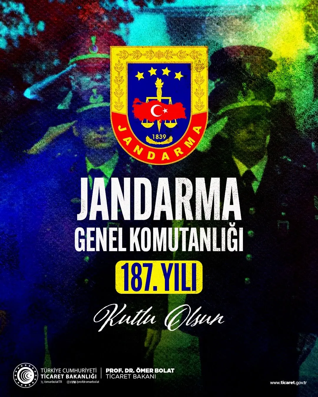 Jandarma Teşkilatı'nın 187. kuruluş yılı kutlandı