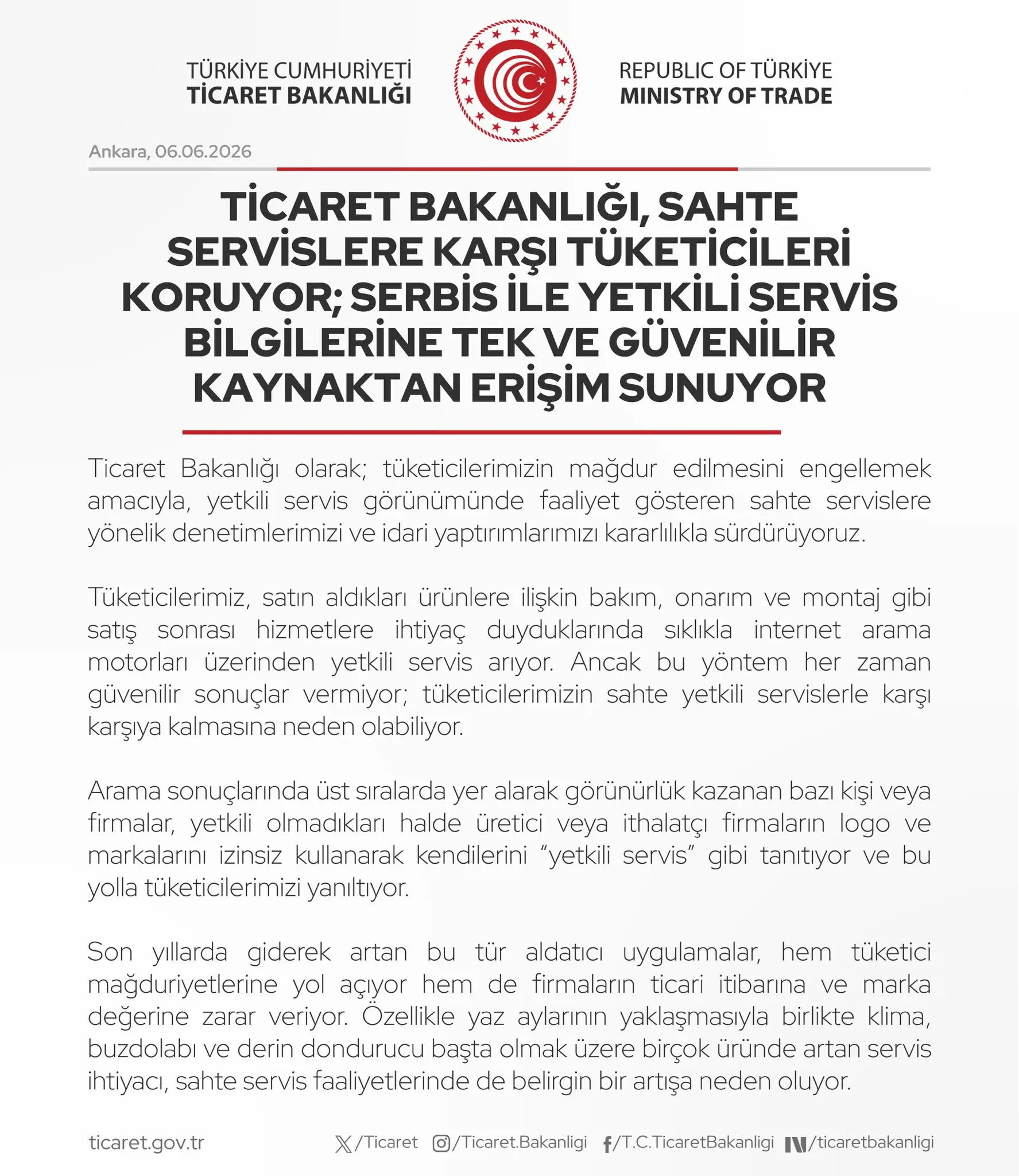 Ticaret Bakanlığı, tüketicileri sahte hizmet sağlayıcılara karşı koruyor