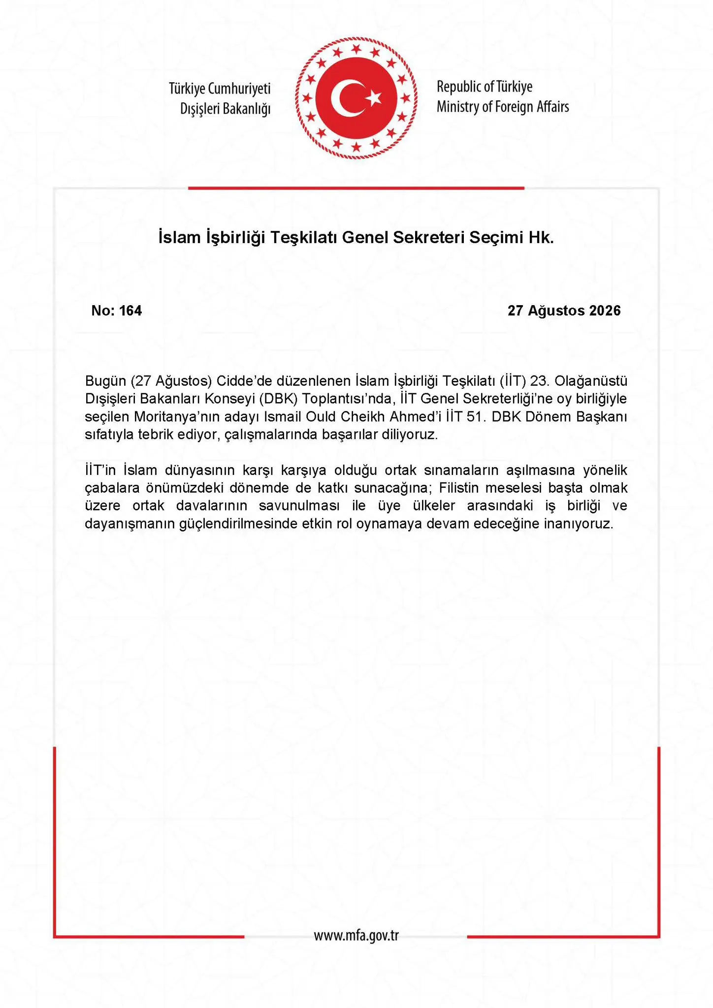 İslam İşbirliği Teşkilatı Genel Sekreteri Seçimi