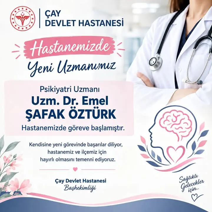 Çay Devlet Hastanesi'nde yeni psikiyatri uzmanı göreve başladı