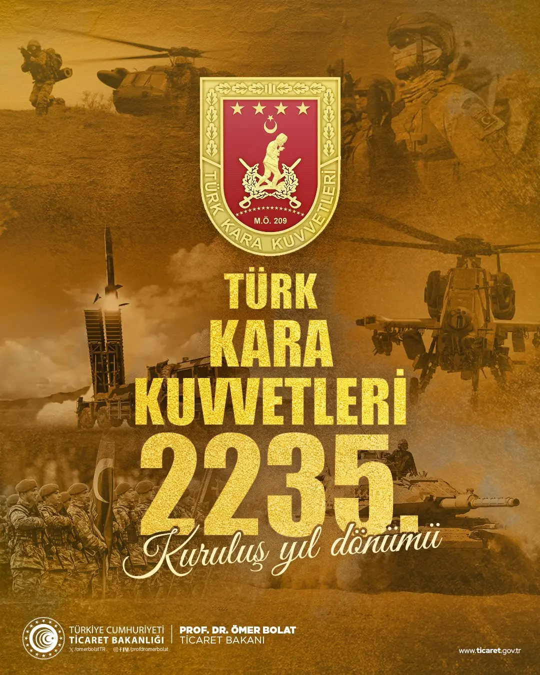 Türk Kara Kuvvetleri'nin kuruluş yıldönümü kutlandı