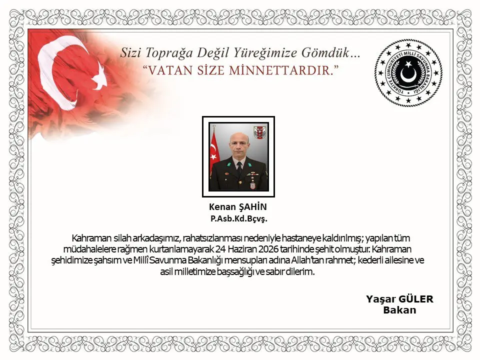Astsubay Kenan Şahin hastanede hayatını kaybetti