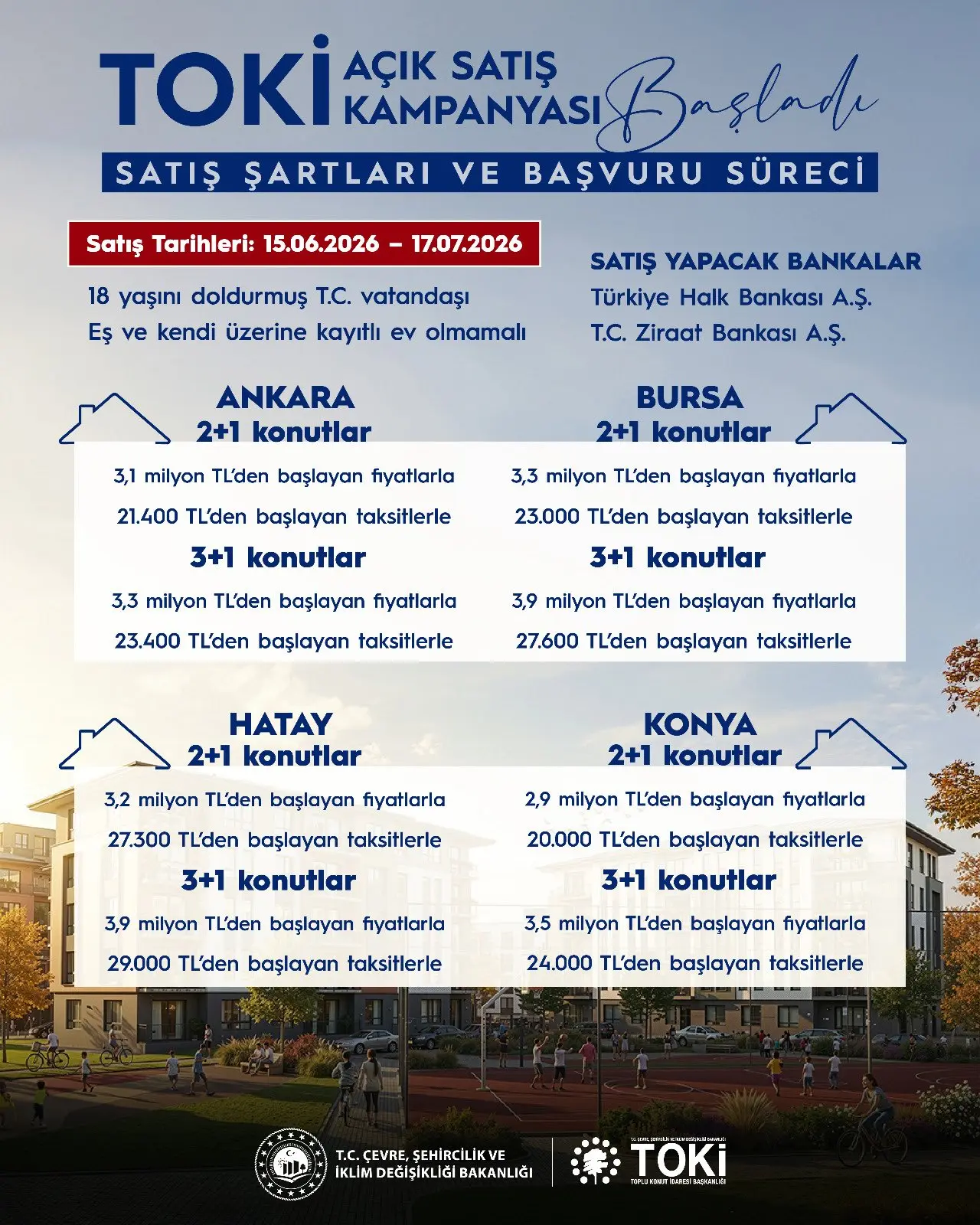 TOKİ açık satış kampanyası 15 Haziran'da başlıyor