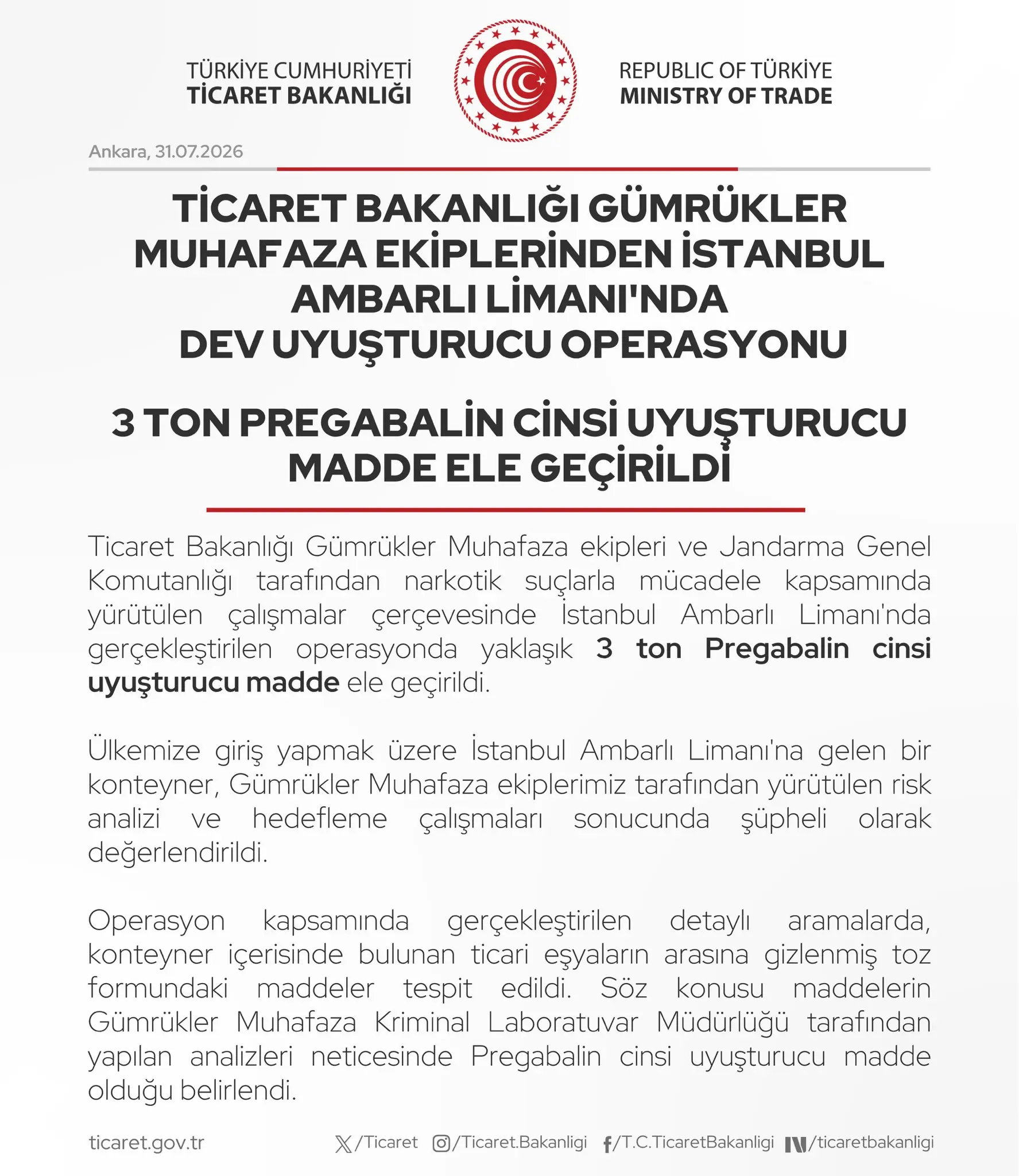 İstanbul Ambarlı Limanı'nda büyük uyuşturucu operasyonu