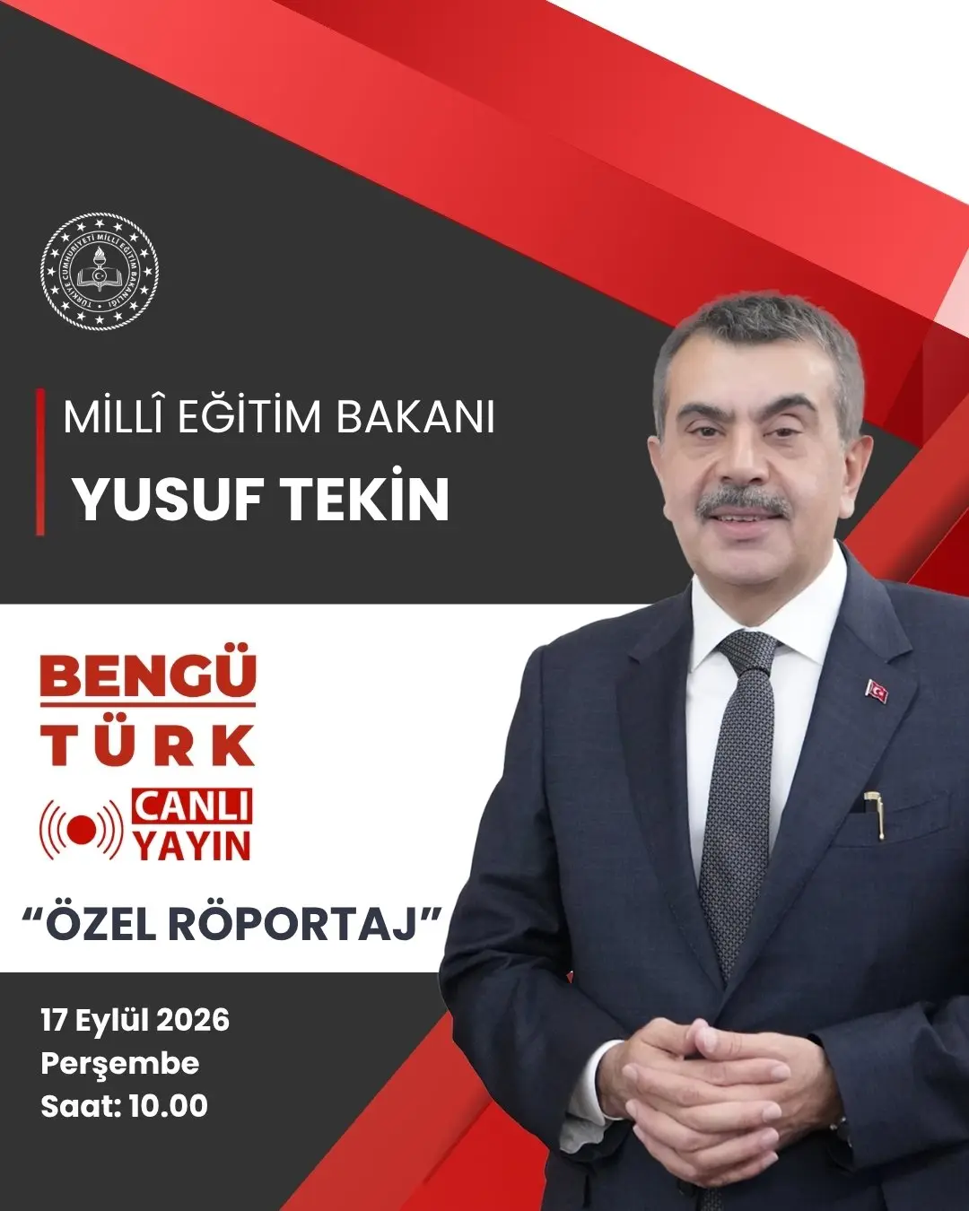 Milli Eğitim Bakanı BENGÜ TÜRK Yayınında