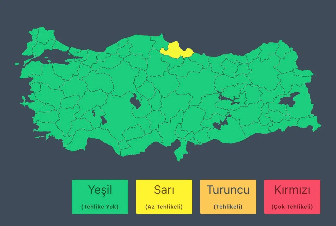 Samsun'da 23 Temmuz'da şiddetli yağış bekleniyor