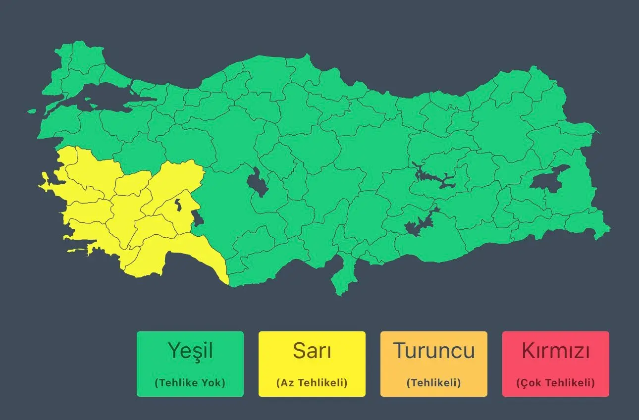27 Eylül'de Batı ve Güneybatı Türkiye'de Şiddetli Yağışlar Bekleniyor