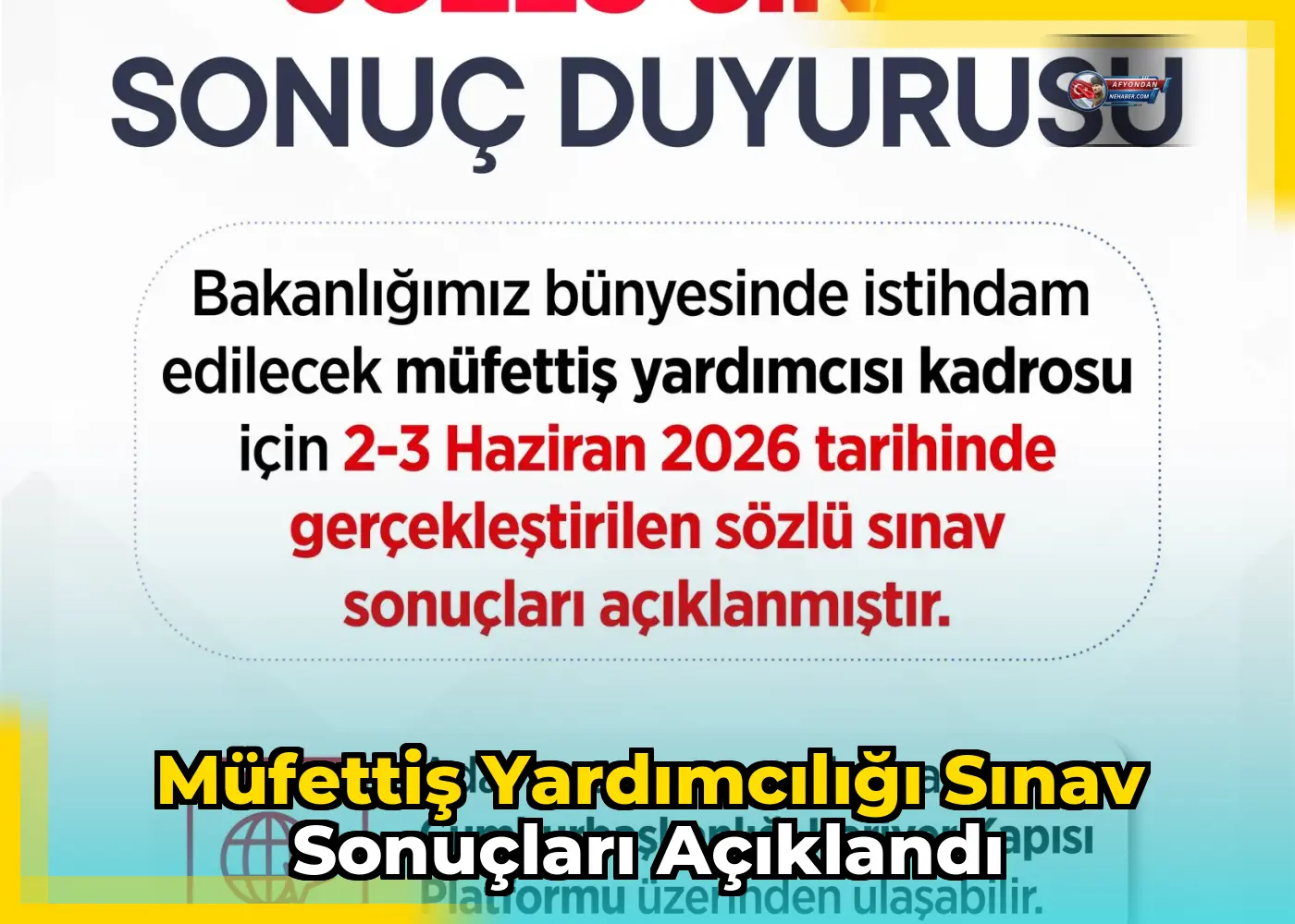 Müfettiş Yardımcılığı sınav sonuçları açıklandı
