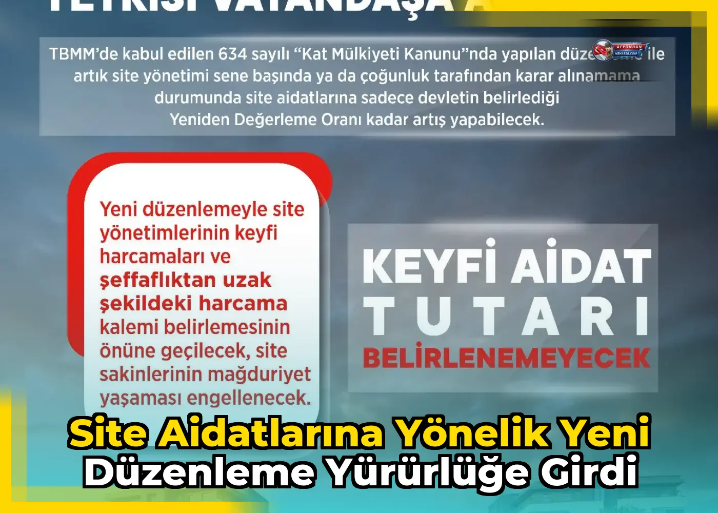 Site aidatlarına yönelik yeni düzenleme yürürlüğe girdi