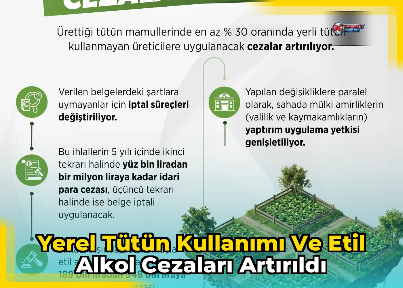 Yerel tütün kullanımı ve etil alkol cezaları artırıldı