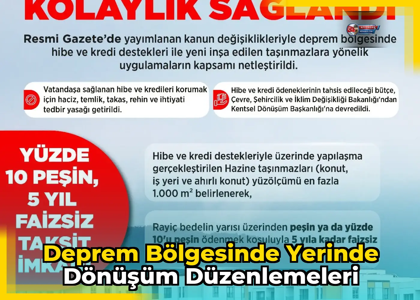 Deprem Bölgesinde Yerinde Dönüşüm Düzenlemeleri