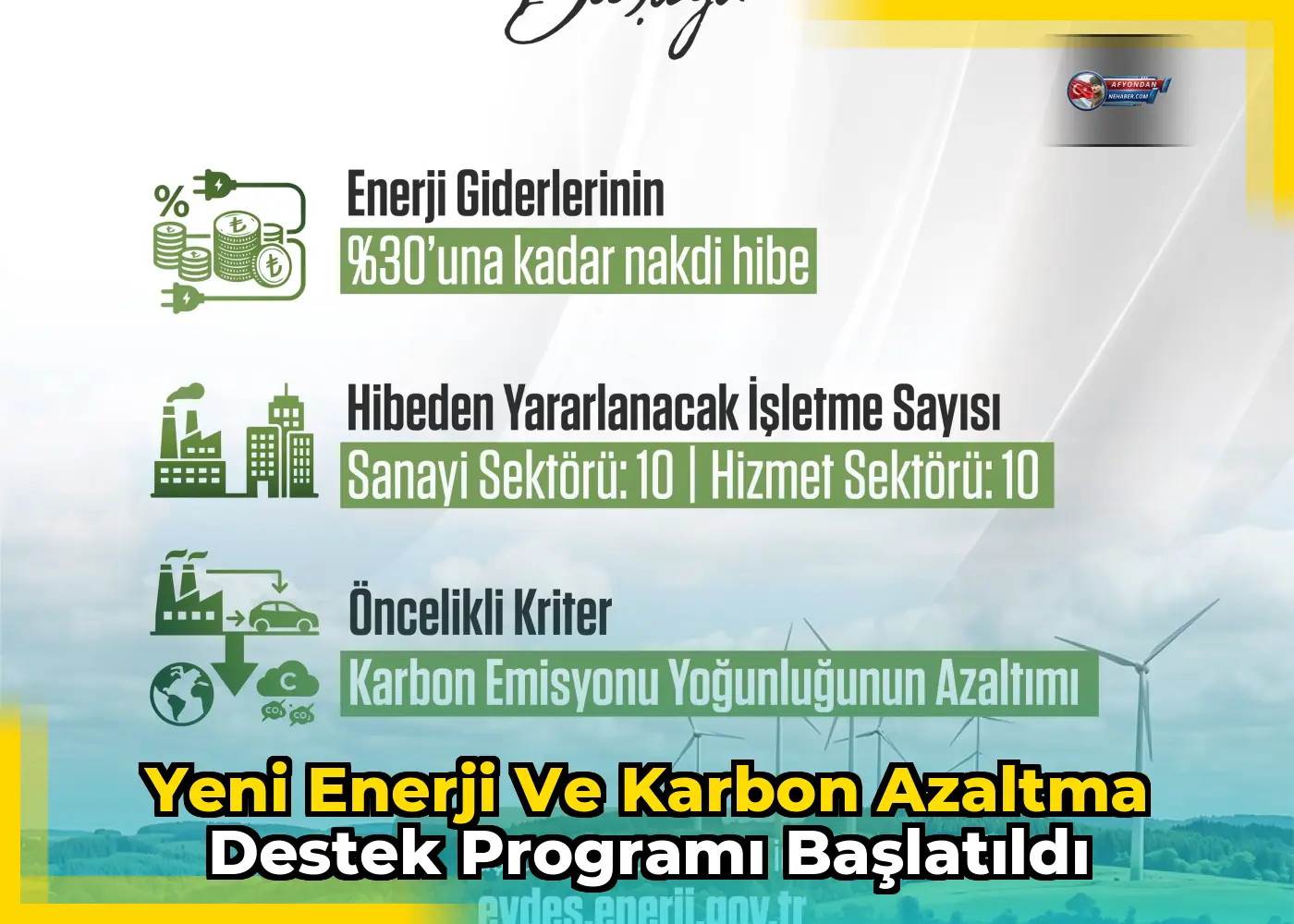Yeni Enerji ve Karbon Azaltma Destek Programı Başlatıldı