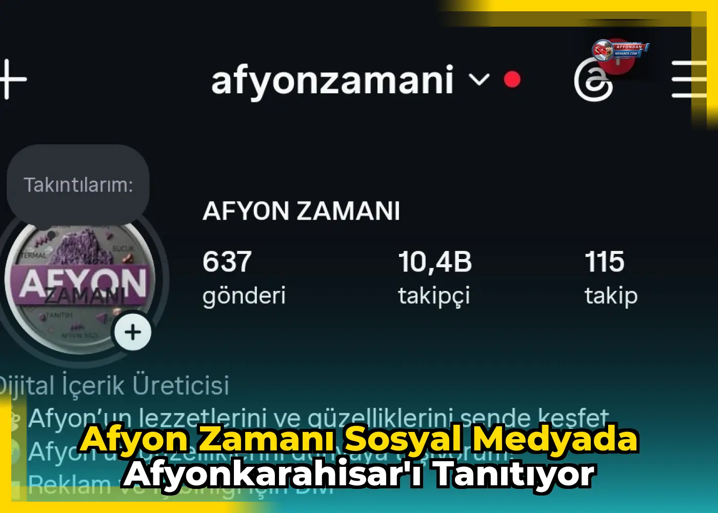 Afyon Zamanı Sosyal Medyada Afyonkarahisar'ı Tanıtıyor